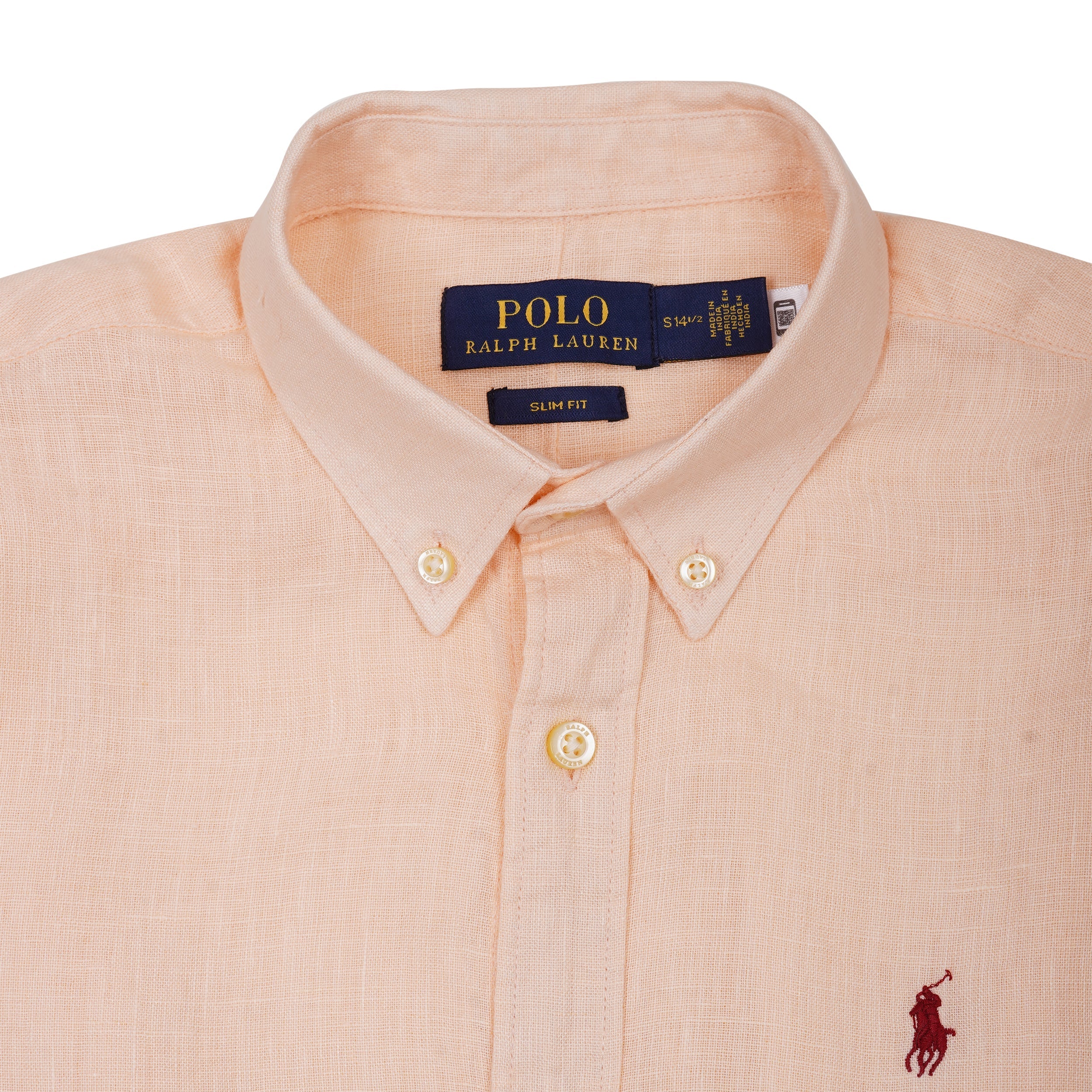 POLO RALPH LAUREN Sunset Coral Slim Fit Long Sleeve Linen Button-Down Shirt