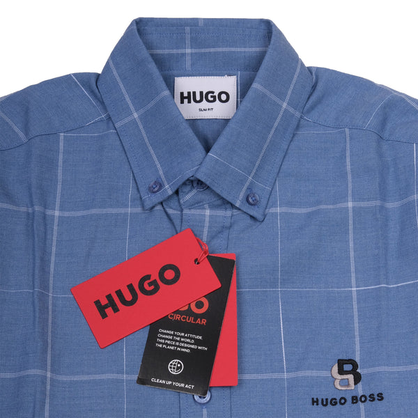 HUGO BOSS Celestial Azure Tailored Fit Long Sleeve Checked Shirt