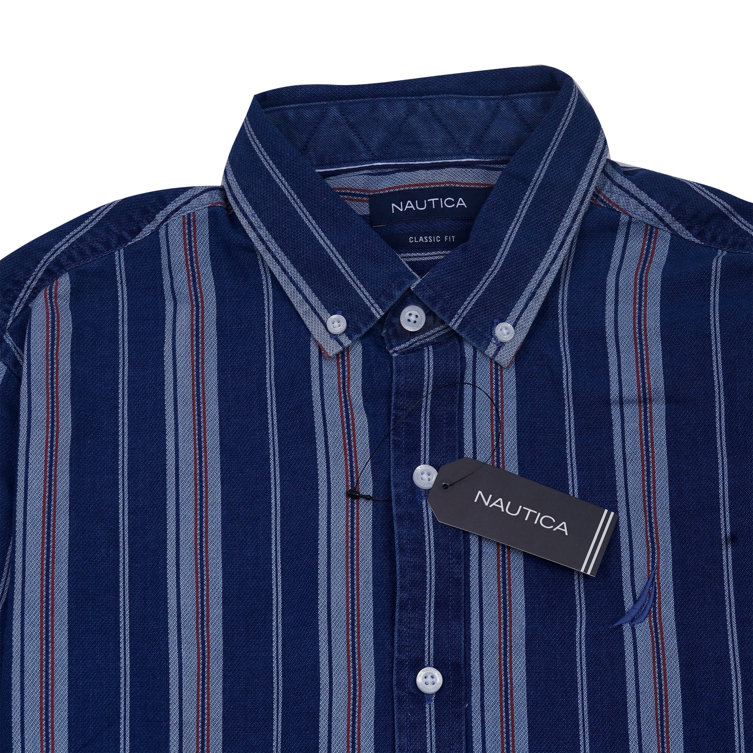 NAUTICA Enchanted Azure Classic Fit Striped Button-Up Shirt