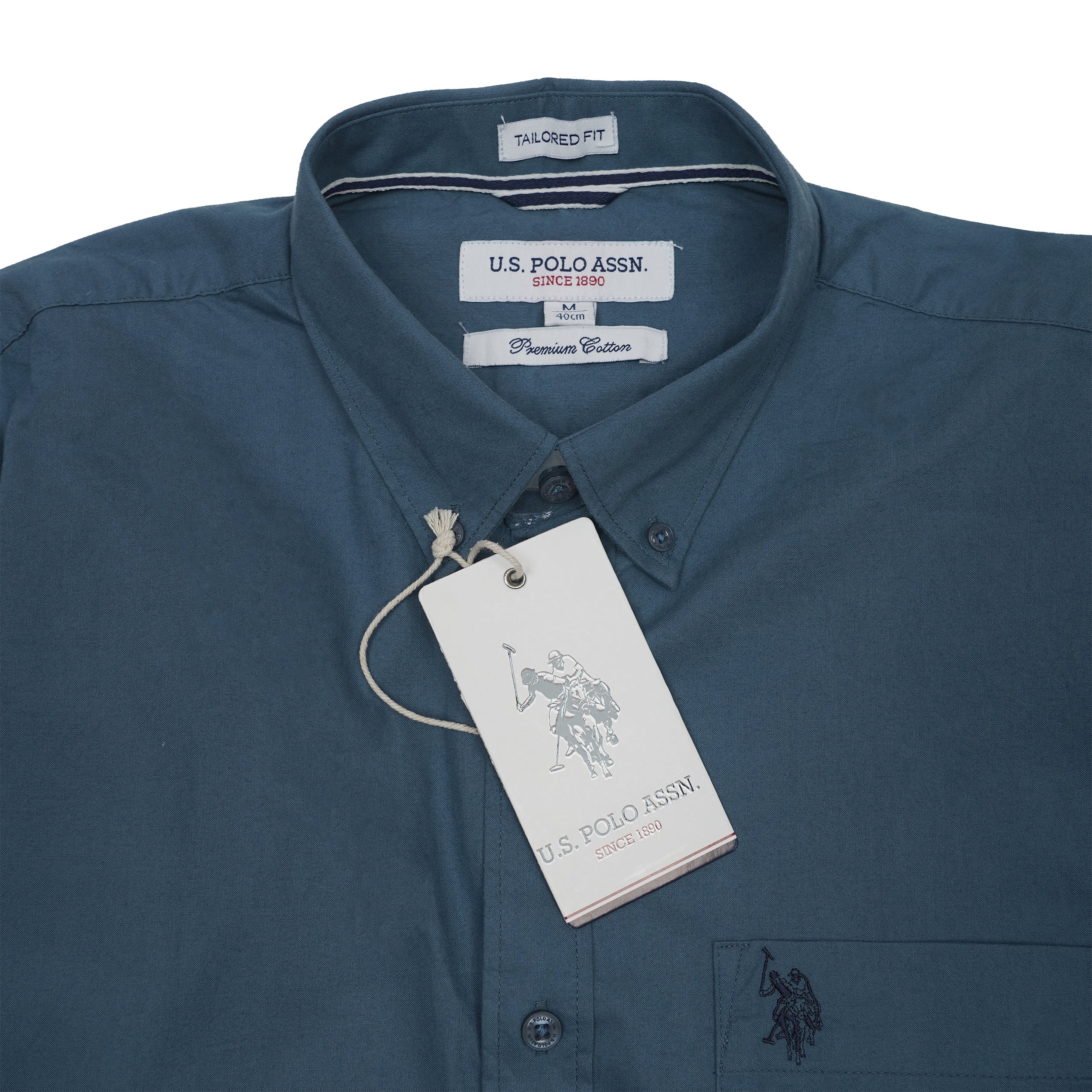 U.S. POLO ASSN. Opulent Teal Tailored Fit Long Sleeve Button-Up Shirt