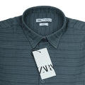 ZARA Mystic Ash Slim Fit Short Sleeve Textured Shirt