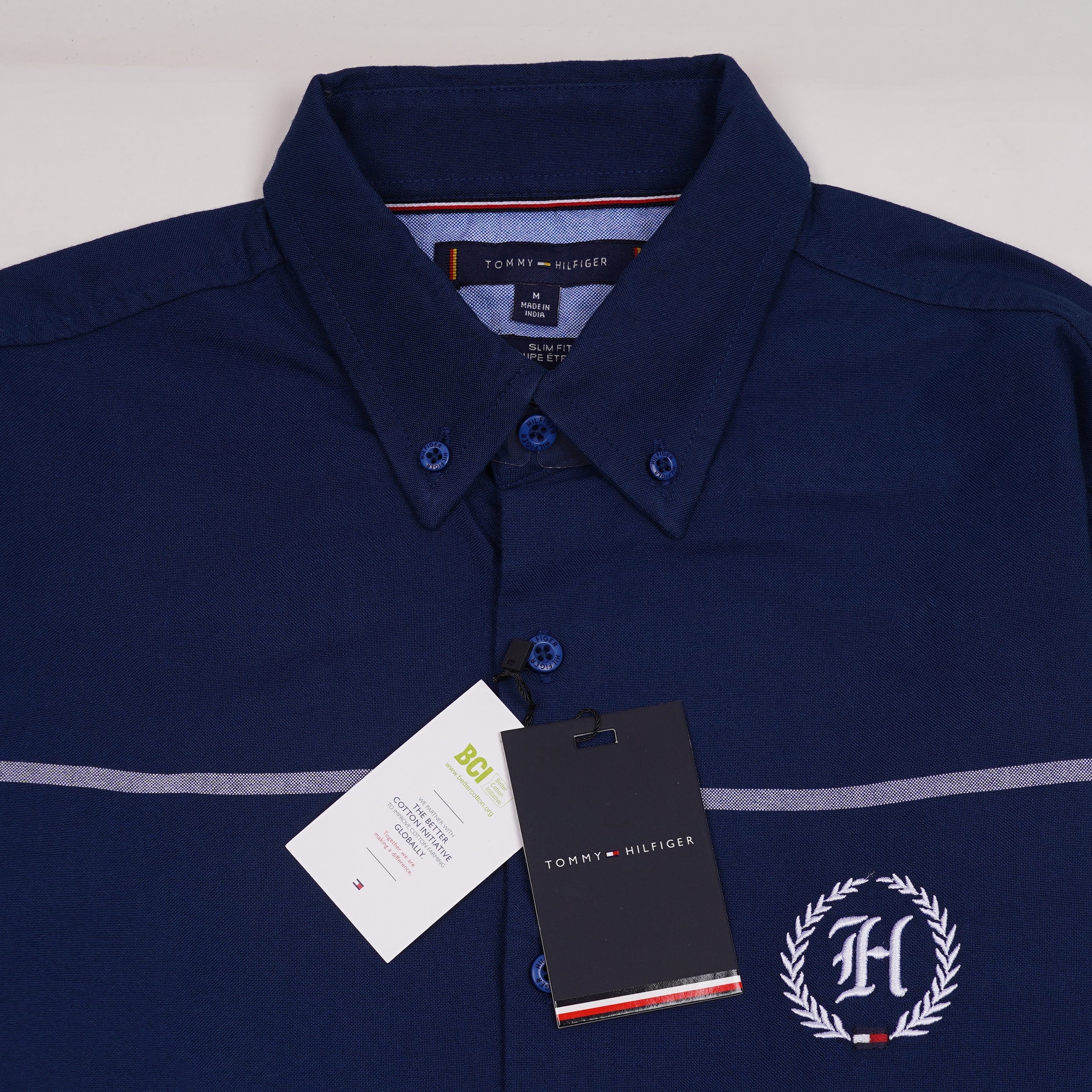 TOMMY HILFIGER Prismatic Indigo Tailored Fit Long Sleeve Button-Up Shirt