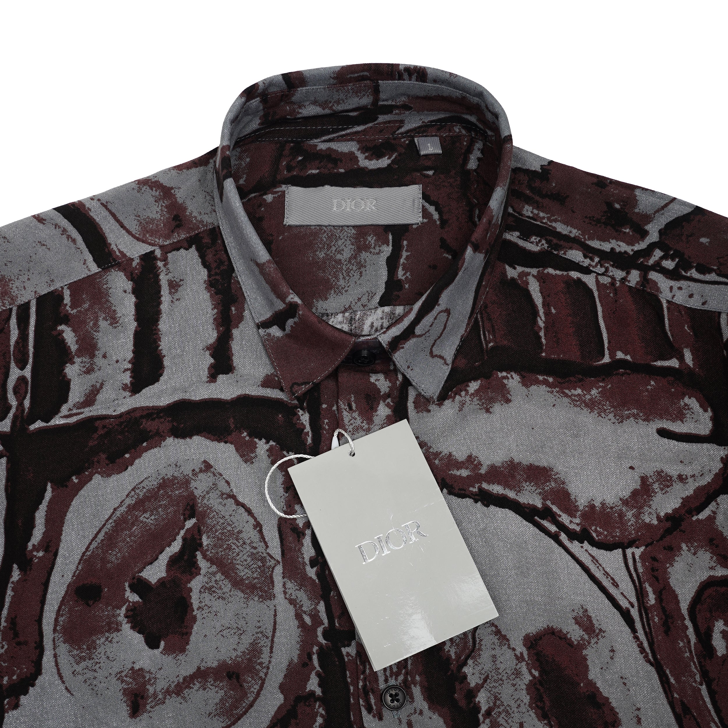 DIOR Seraphic Onyx Whisper Tailored Fit Long Sleeve Silk Shirt