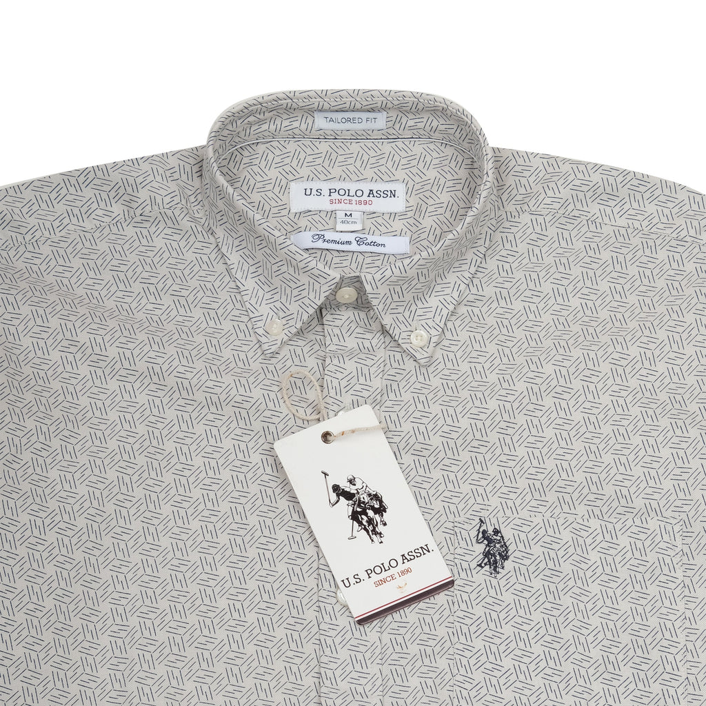 U.S. POLO ASSN. Tranquil Sage Tailored Fit Short Sleeve Textured Shirt