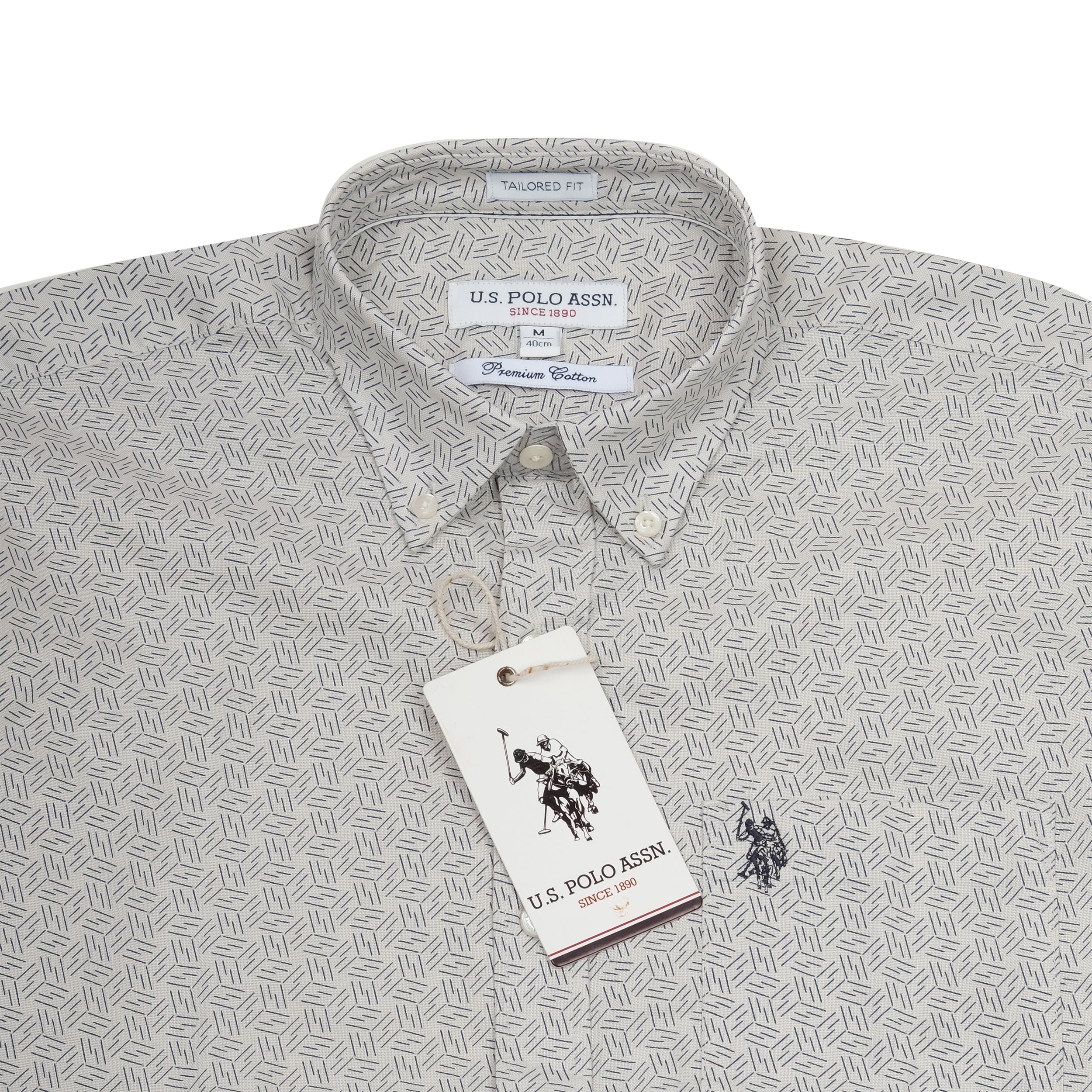 U.S. POLO ASSN. Tranquil Sage Tailored Fit Short Sleeve Textured Shirt