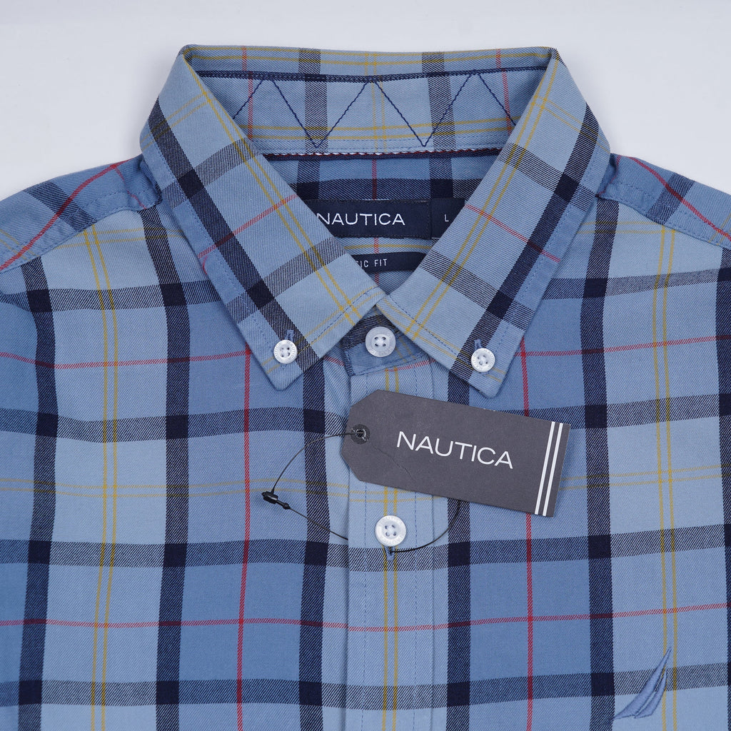 NAUTICA Radiant Azure Tailored Fit Long Sleeve Button-Up Shirt