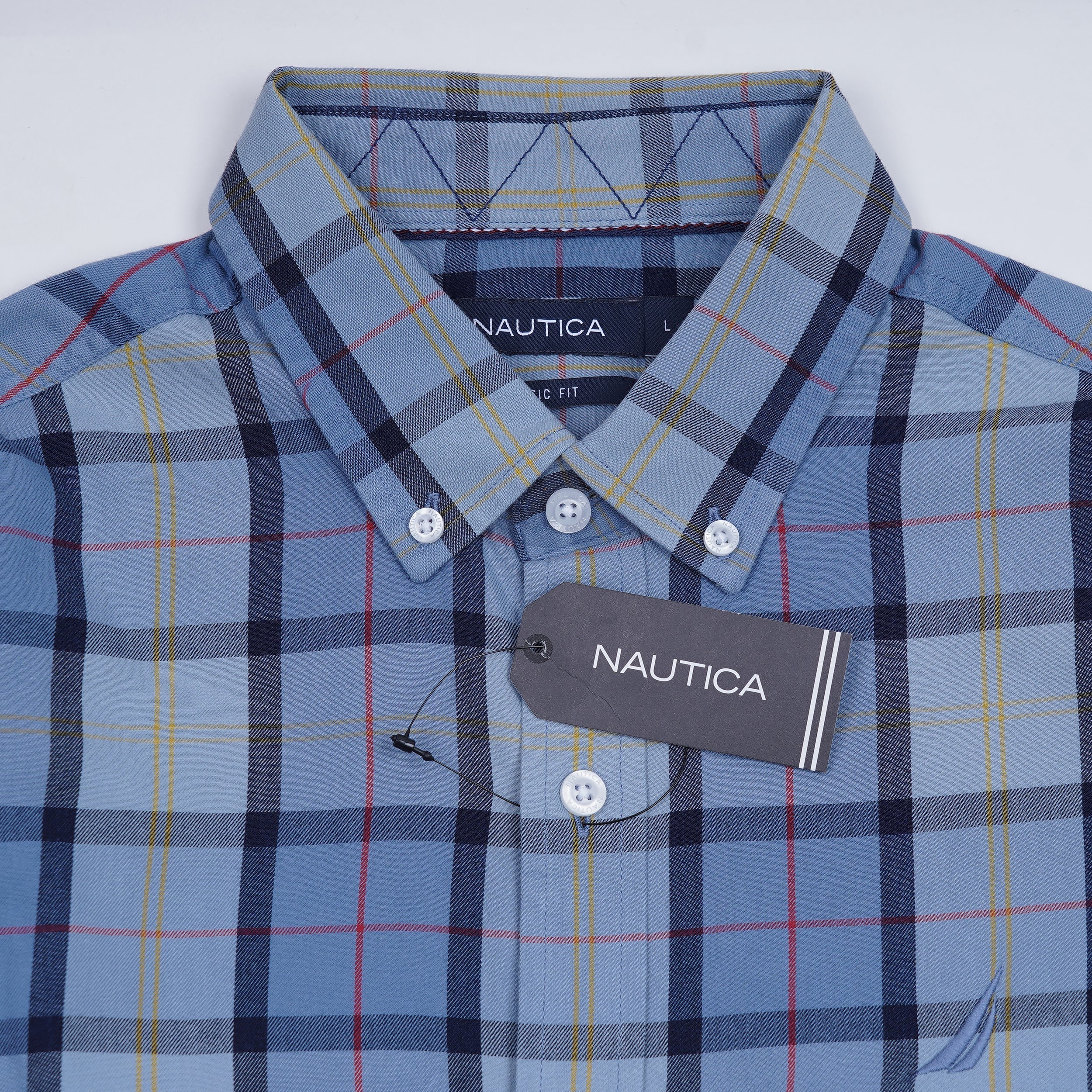 NAUTICA Radiant Azure Tailored Fit Long Sleeve Button-Up Shirt
