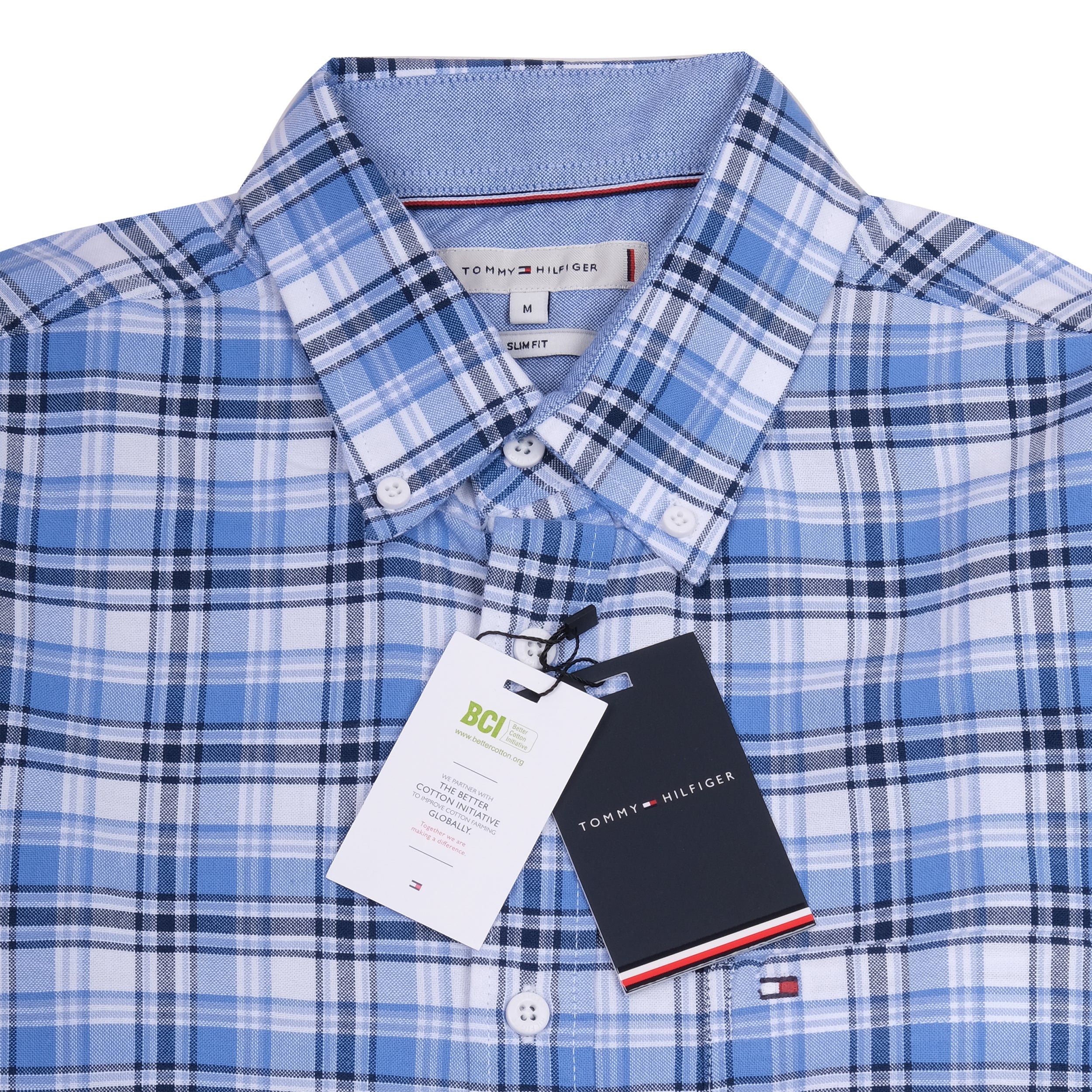 TOMMY HILFIGER Serene Azure Tailored Fit Long Sleeve Checked Shirt