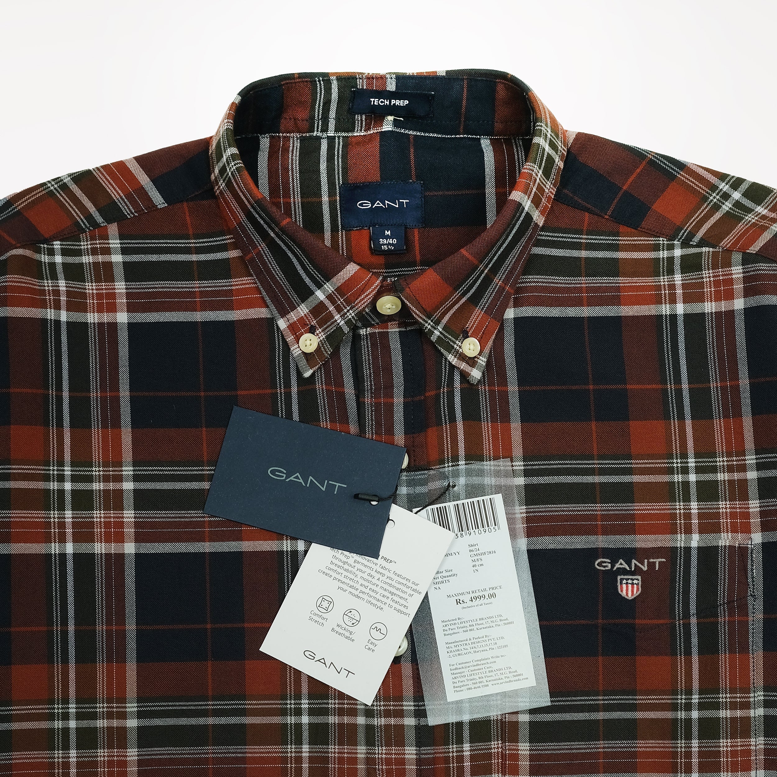 GANT Ember Glow Tailored Fit Long Sleeve Plaid Button-Down Shirt