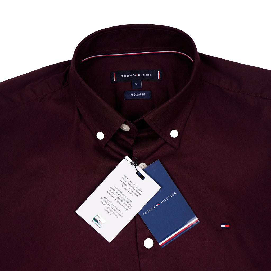 TOMMY HILFIGER Prismatic Garnet Eclipse Tailored Fit Long Sleeve Button-Down Shirt