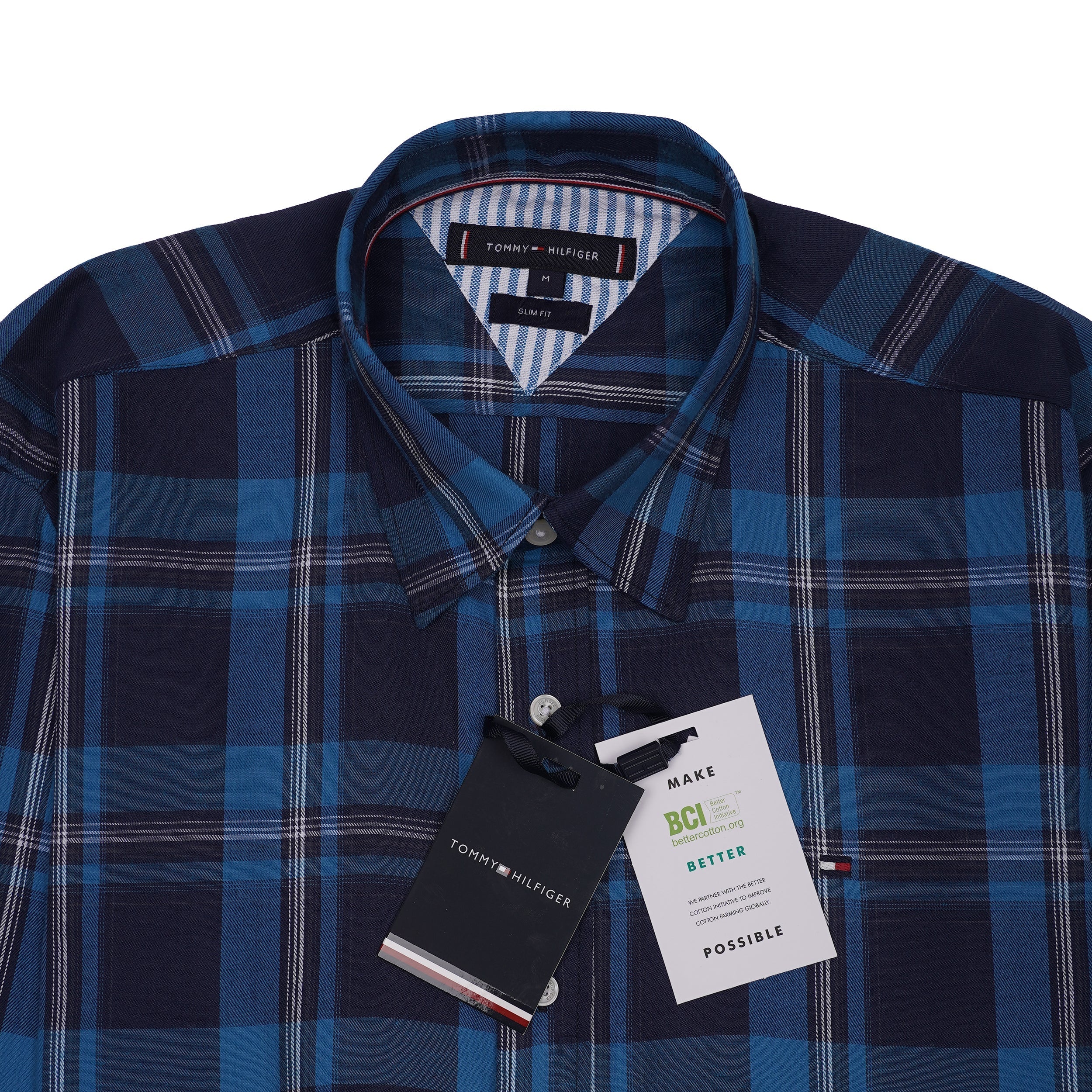 TOMMY HILFIGER Radiant Indigo Tailored Fit Long Sleeve Flannel Shirt