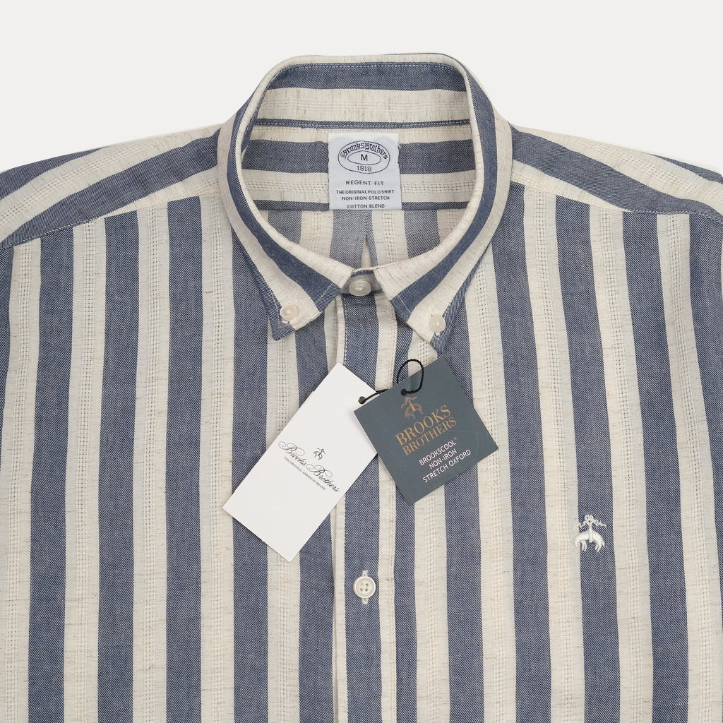 BROOKS BROTHERS Tranquil Azure Tailored Fit Long Sleeve Linen Shirt