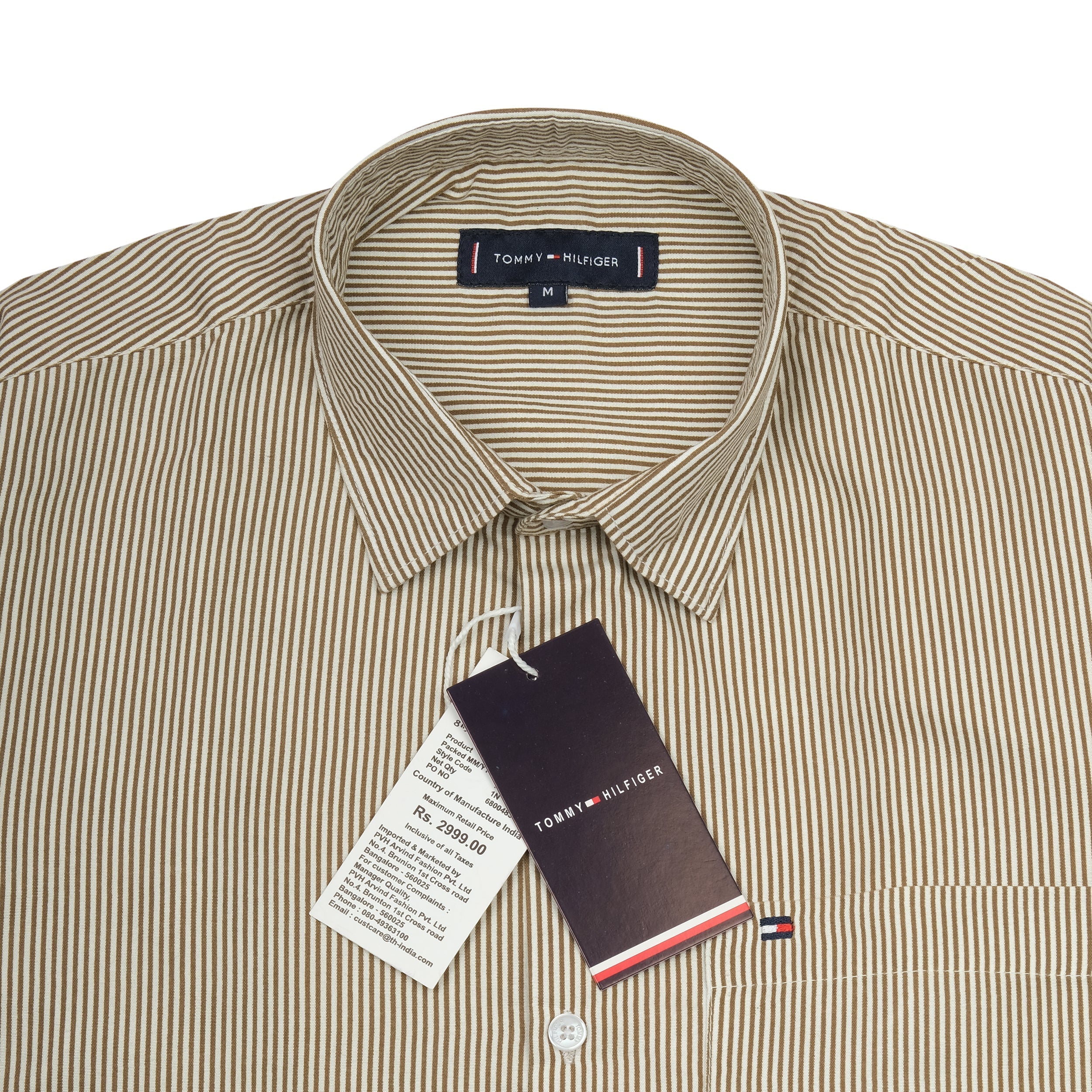 TOMMY HILFIGER Rustic Walnut Classic Fit Striped Button-Up Shirt
