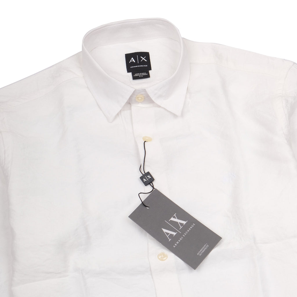 ARMANI EXCHANGE Frosted Pearl Classic Fit Long Sleeve Linen Shirt