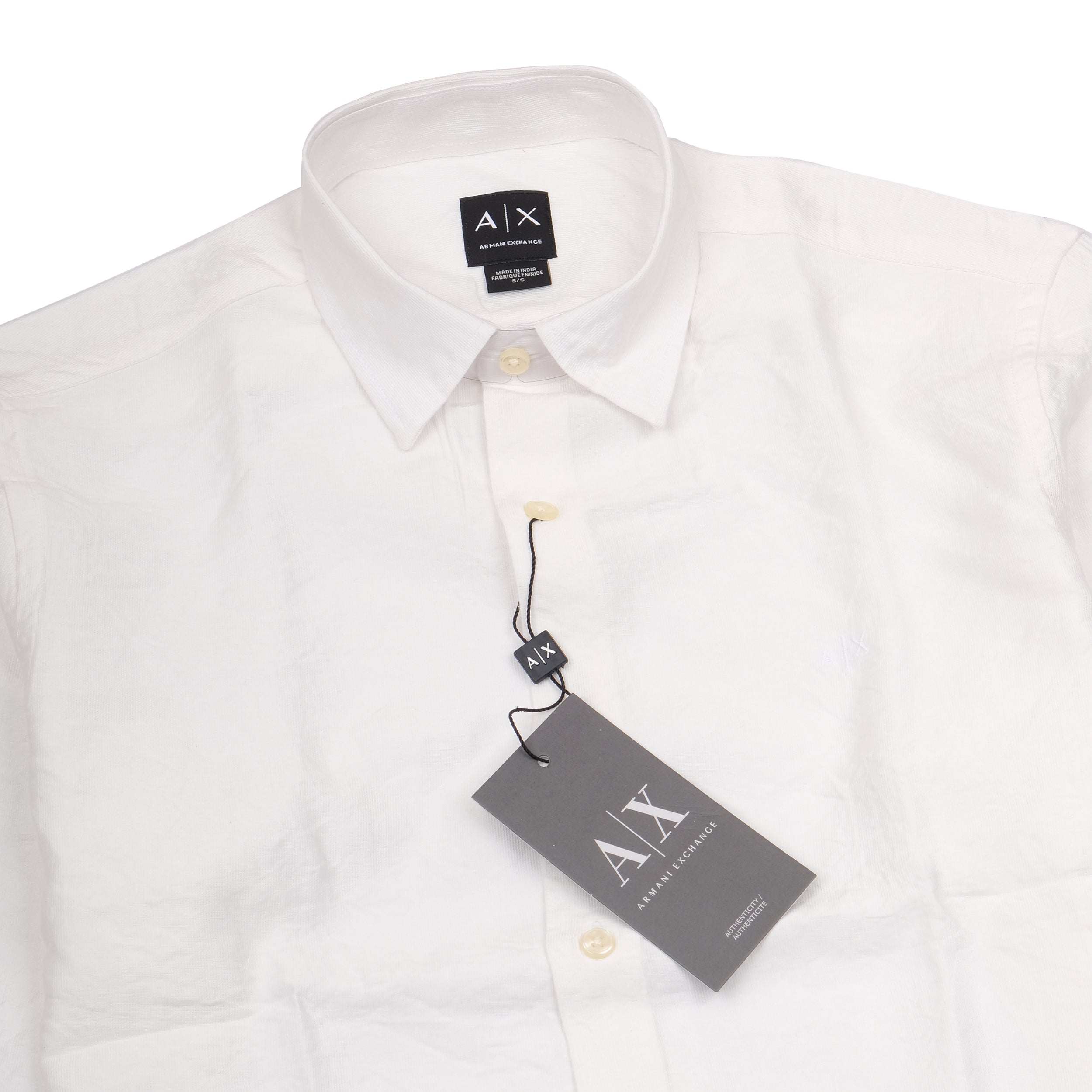 ARMANI EXCHANGE Frosted Pearl Classic Fit Long Sleeve Linen Shirt