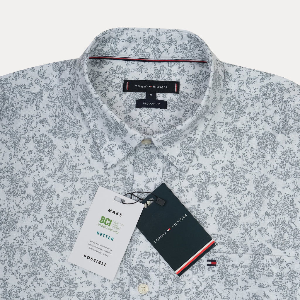 TOMMY HILFIGER Misty Aqua Elegant Fit Long Sleeve Button-Up Shirt