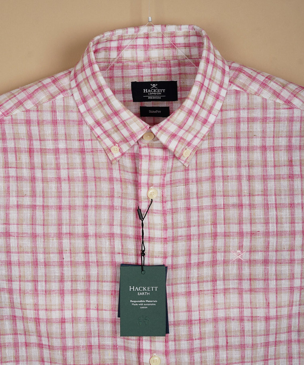 HACKETT Aurelian Mist Tailored Fit Long Sleeve Linen Shirt