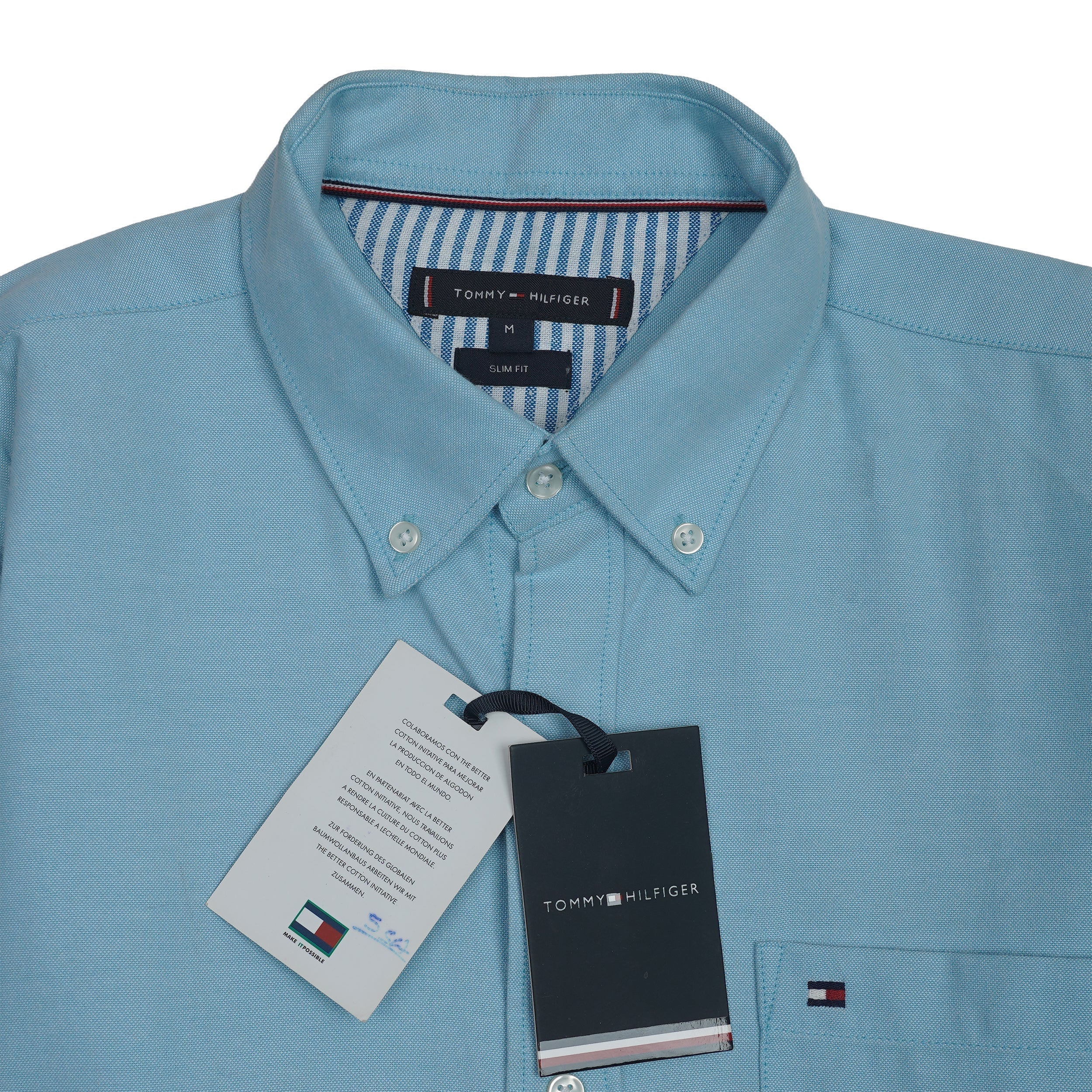 TOMMY HILFIGER Astral Teal Slim Fit Long Sleeve Button-Up Shirt