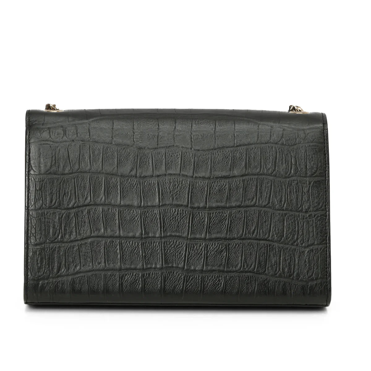 YSL Mystic Onyx Chic Crocodile-Pattern Leather Clutch with Chain Strap