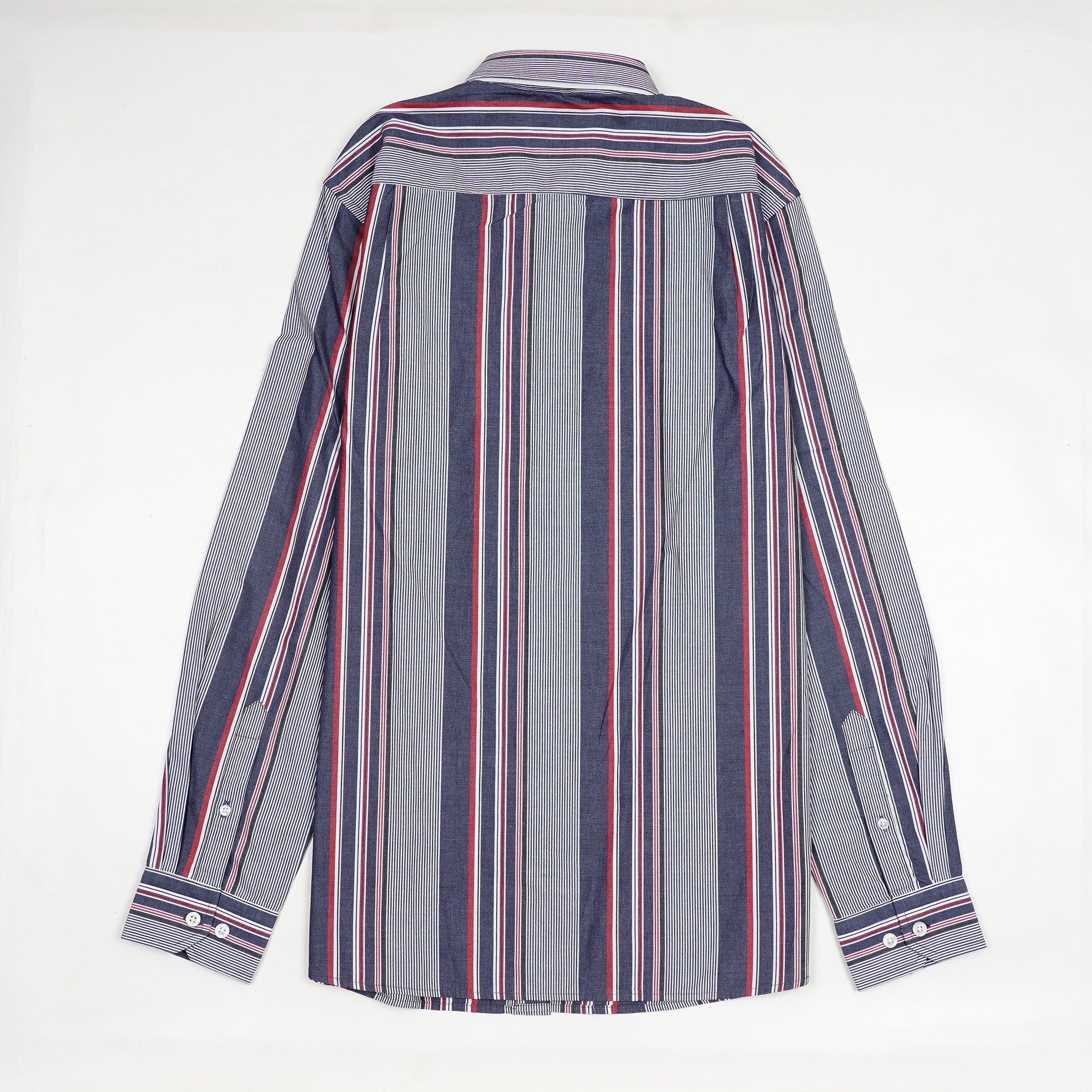 NAUTICA Oceanic Slate Tailored Fit Long Sleeve Striped Shirt