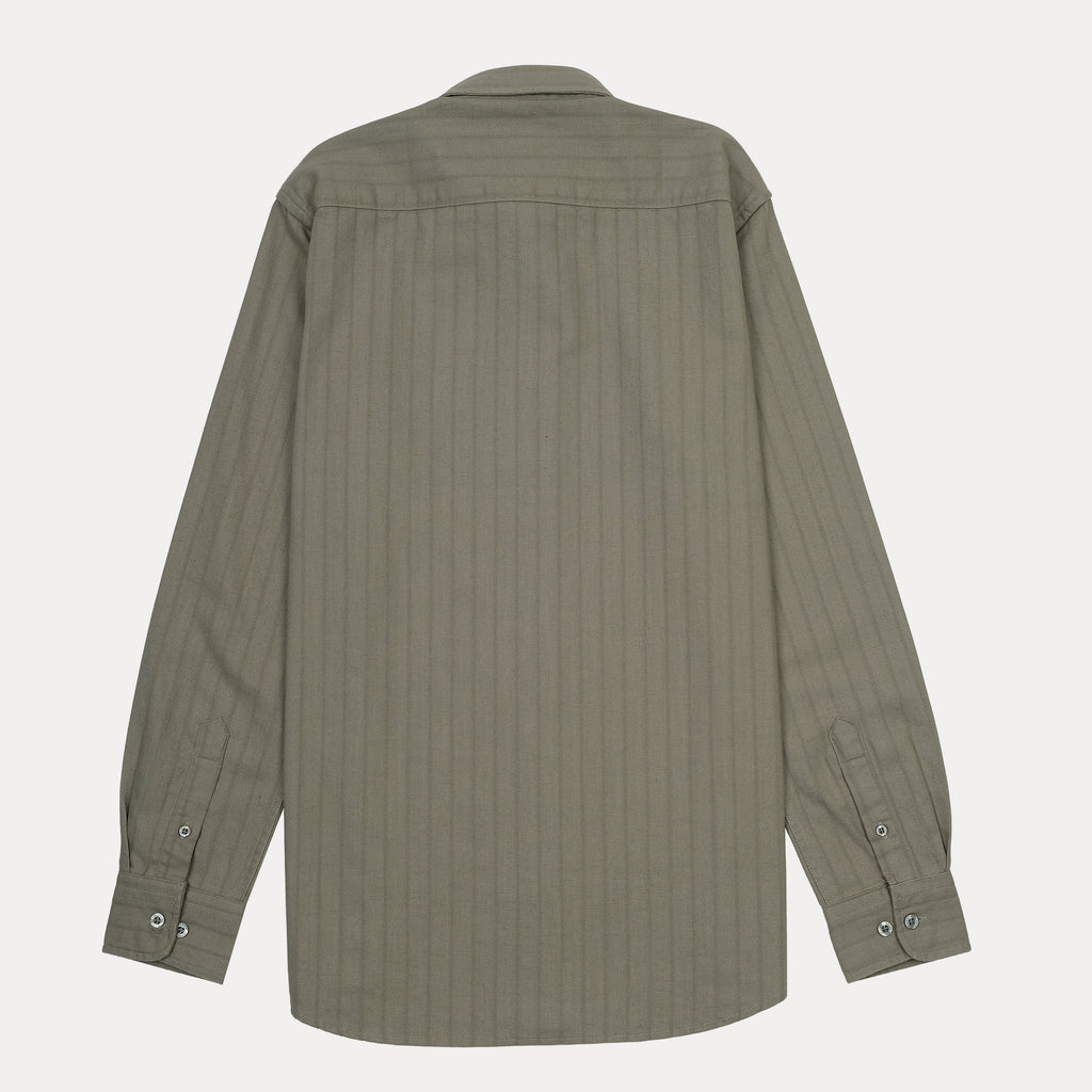 LACOSTE Mystic Olive Tailored Fit Long Sleeve Striped Shirt