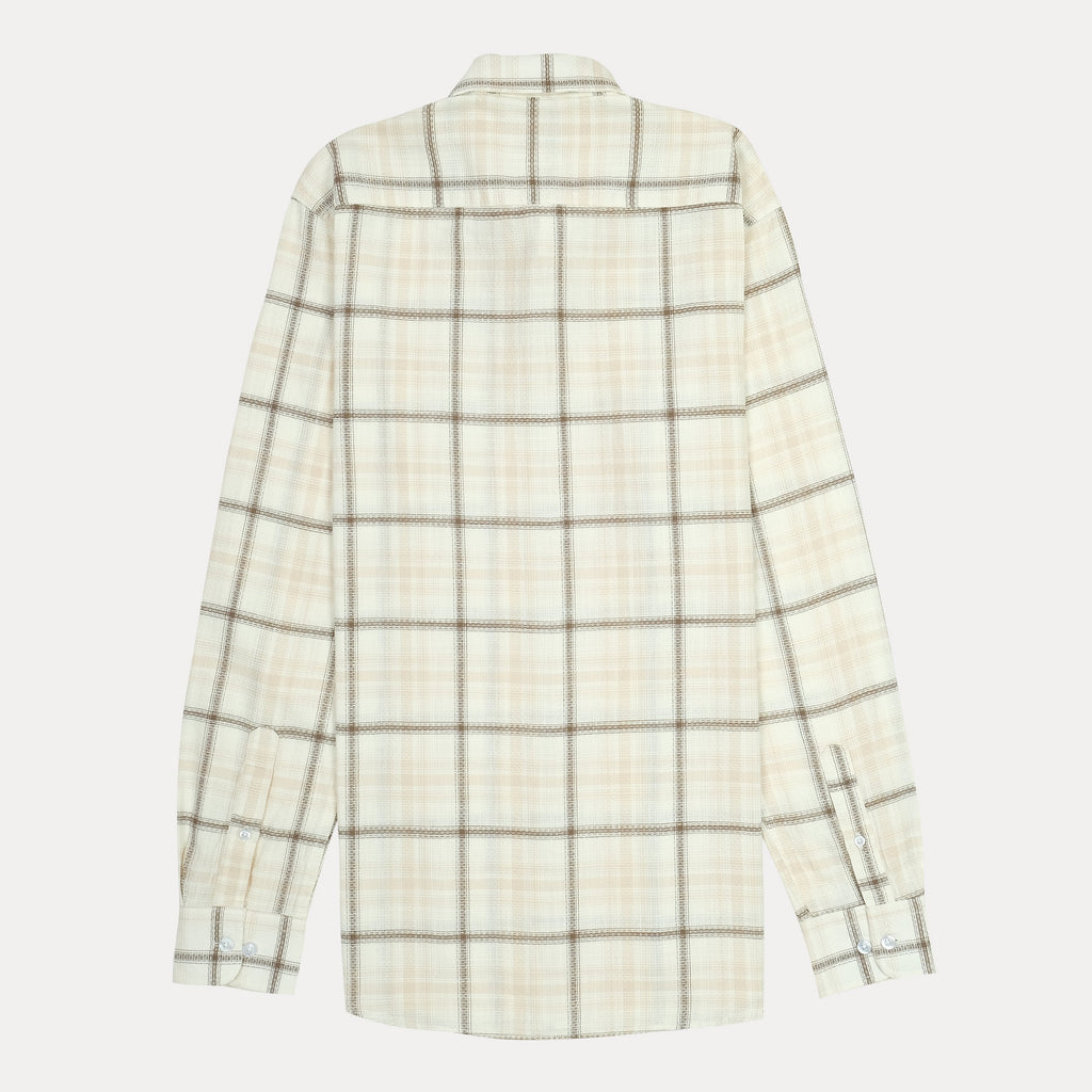 LACOSTE Whispering Sand Tailored Fit Long Sleeve Flannel Shirt