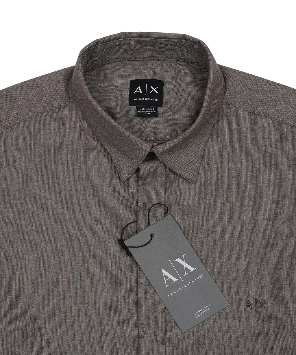 ARMANI EXCHANGE Rustic Ember Tailored Fit Long Sleeve Textured Button-Up Shirt