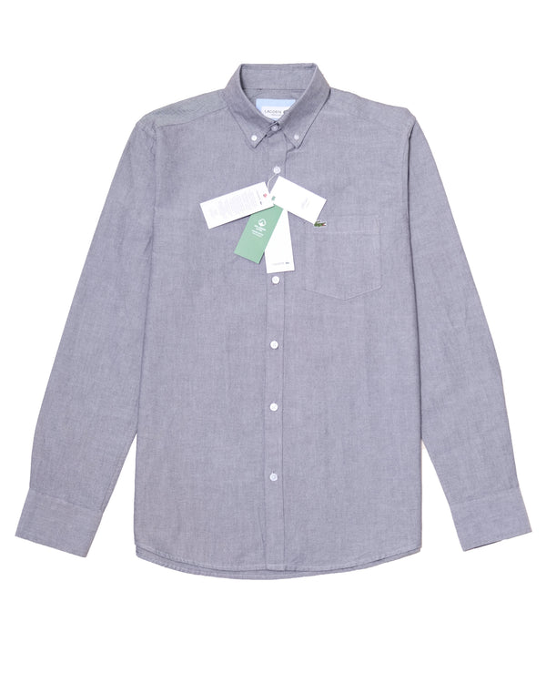 LACOSTE Misty Slate Slim Fit Long Sleeve Button-Down Shirt