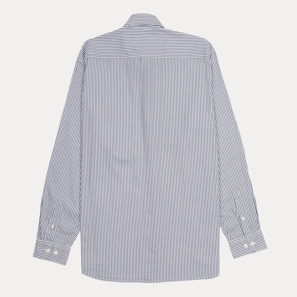 LACOSTE Oceanic Slate Tailored Fit Long Sleeve Striped Button-Up Shirt