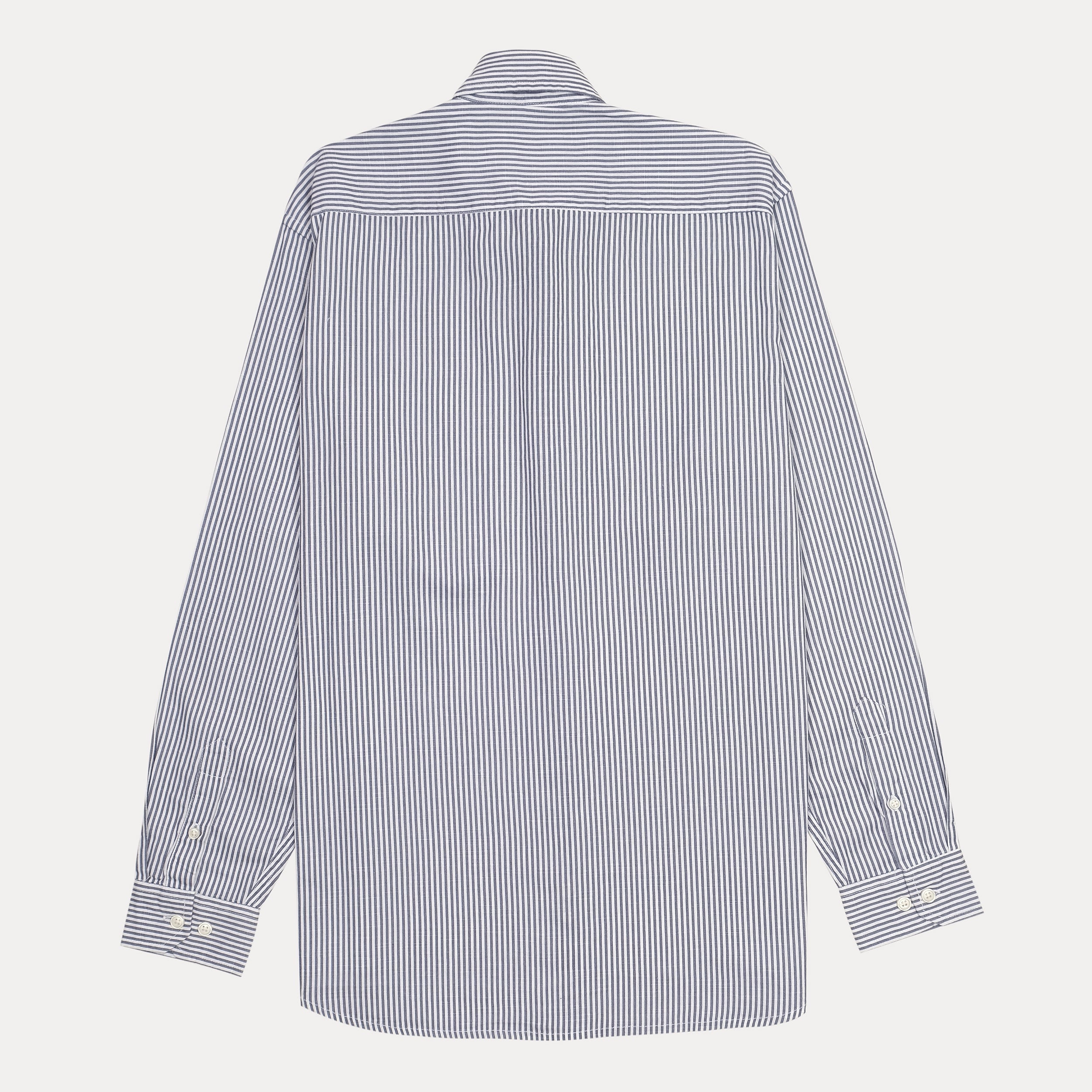 LACOSTE Oceanic Slate Tailored Fit Long Sleeve Striped Button-Up Shirt