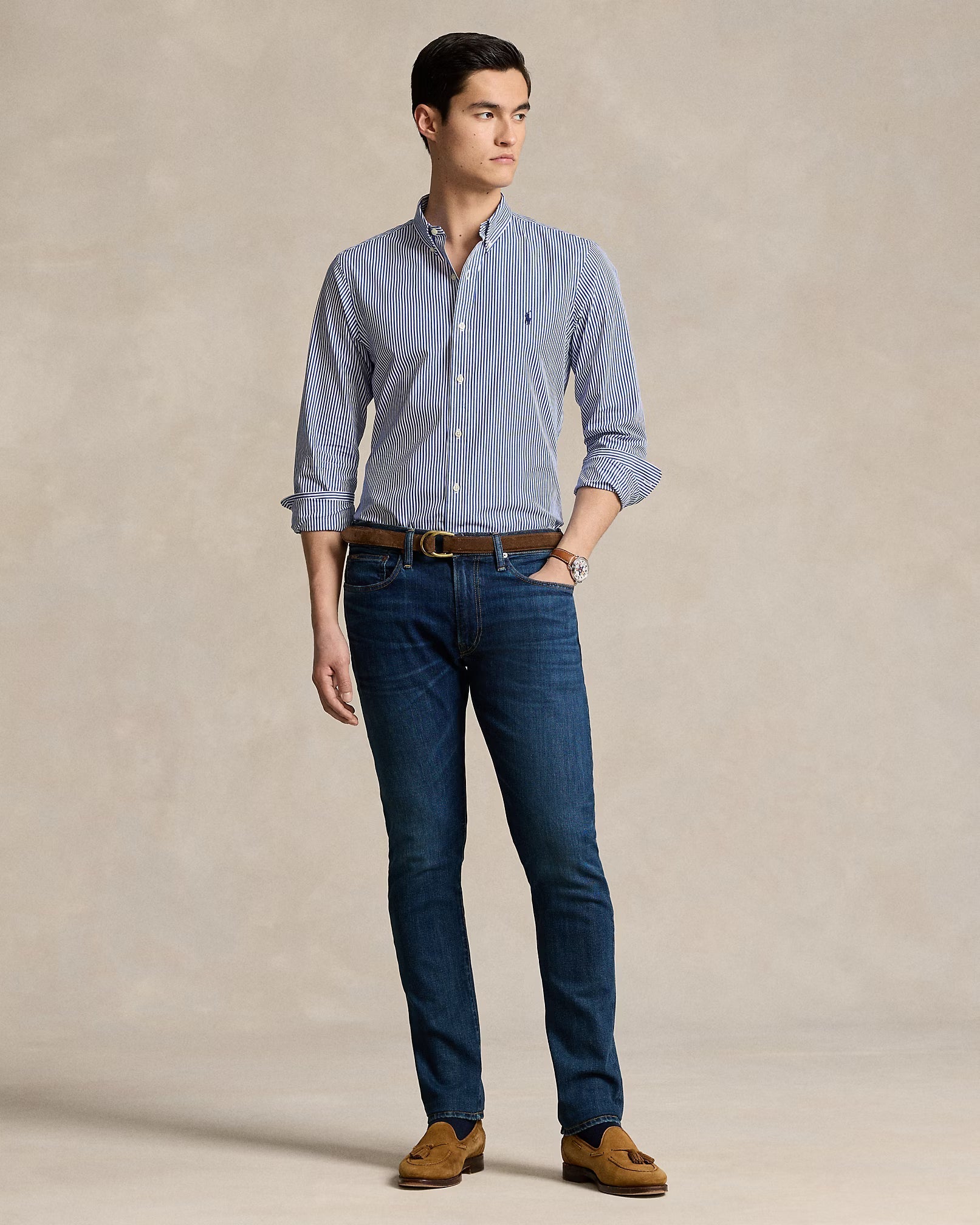 POLO RALPH LAUREN Misty Slate Slim Fit Long Sleeve Button-Down Shirt