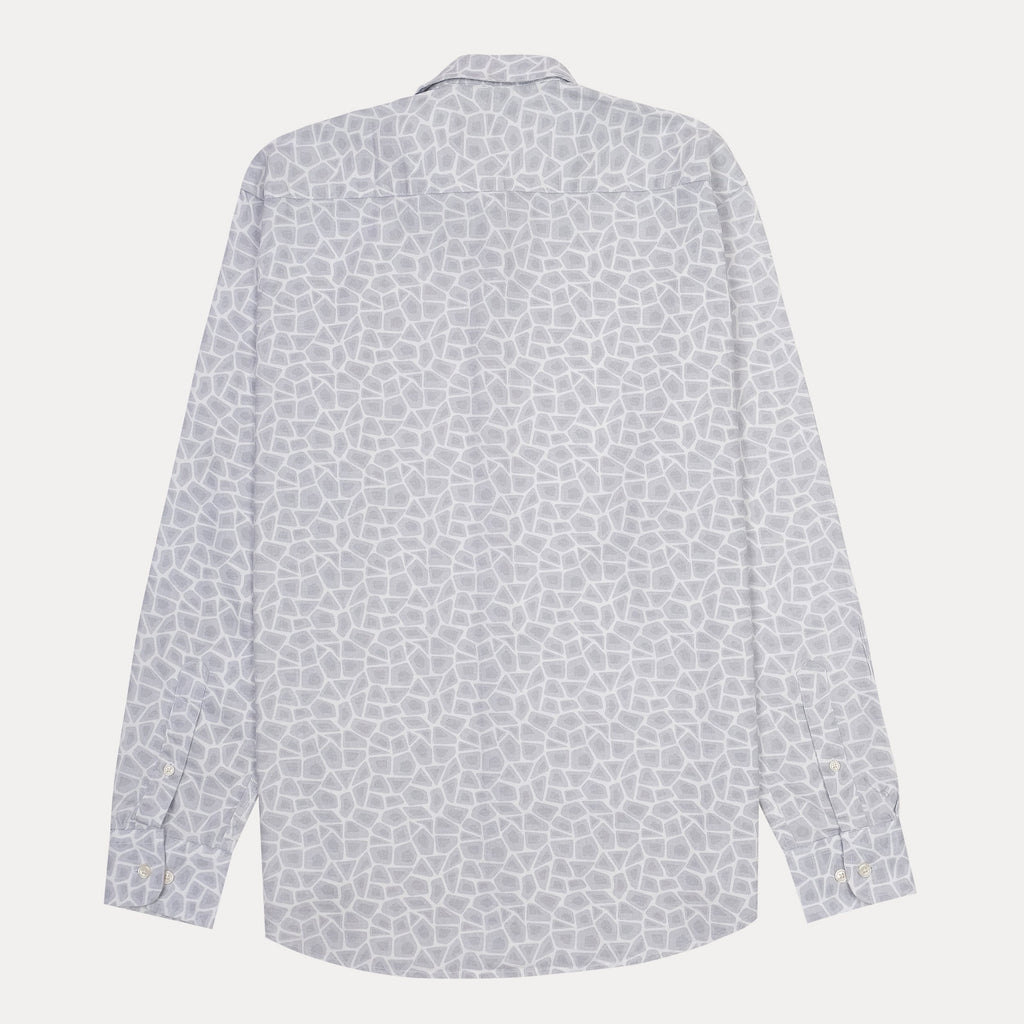 TOMMY HILFIGER Misty Silver Modern Fit Long Sleeve Button-Up Shirt