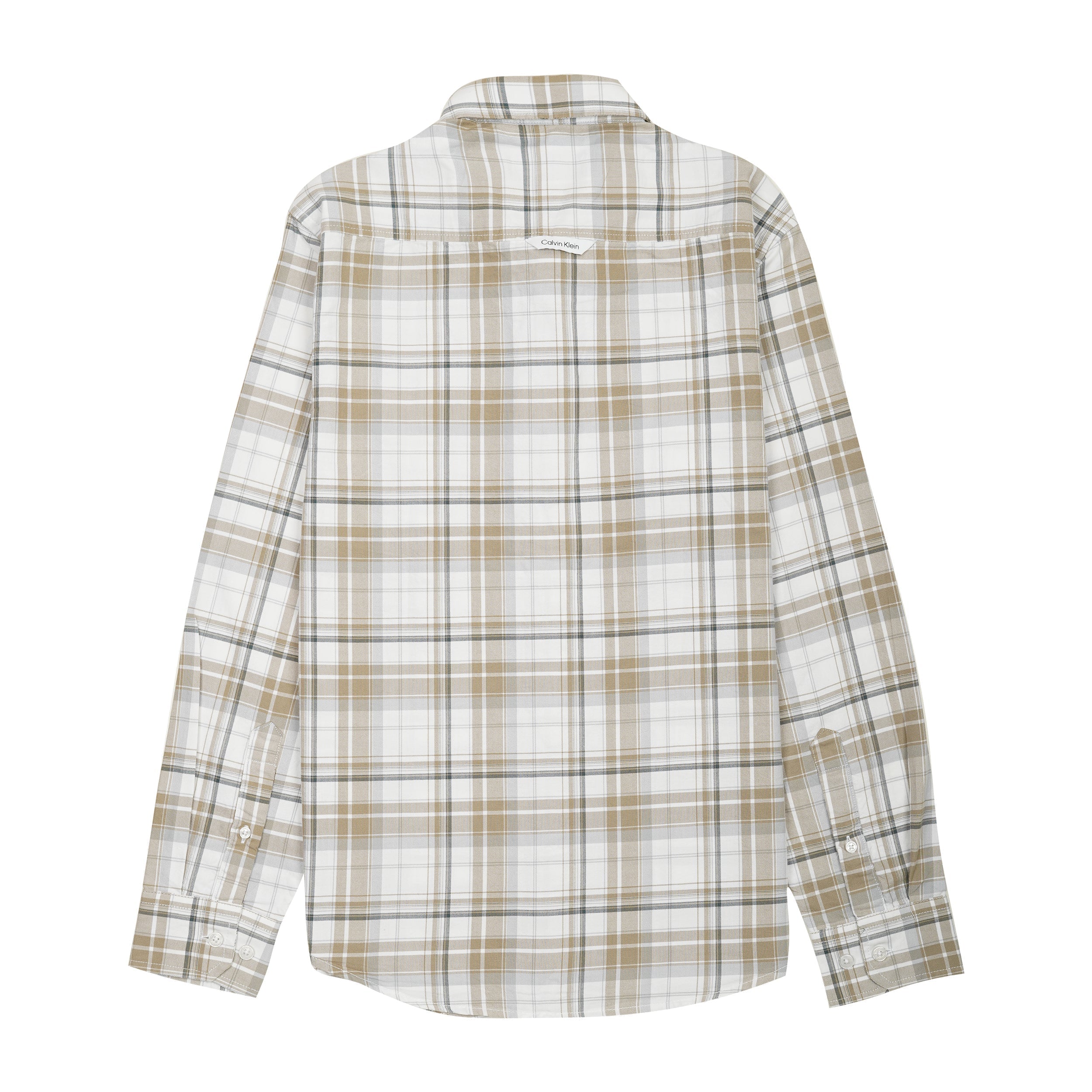CALVIN KLEIN JEANS Driftwood Beige Tailored Fit Long Sleeve Check Shirt