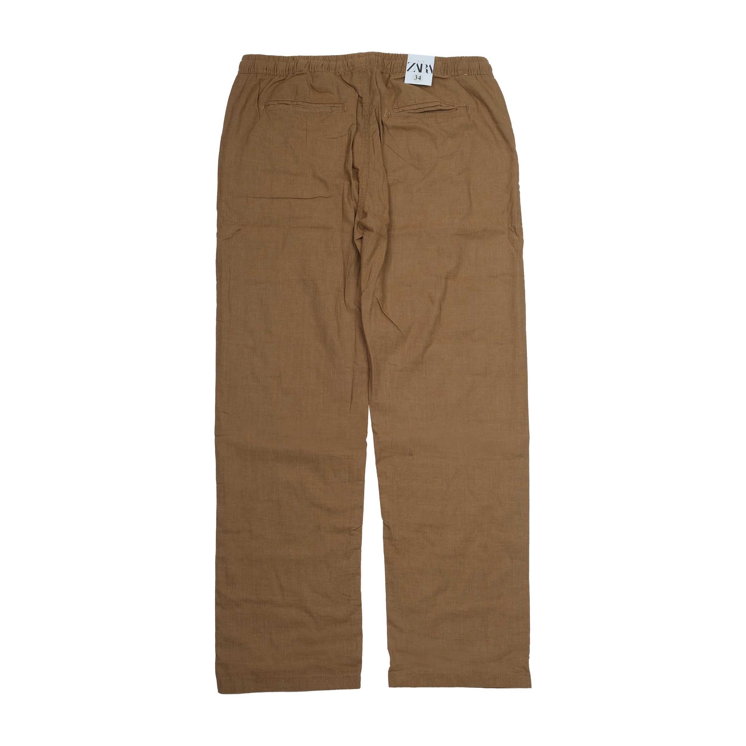 ZARA Embered Copper Easy Fit Linen-Blend Drawstring Trousers