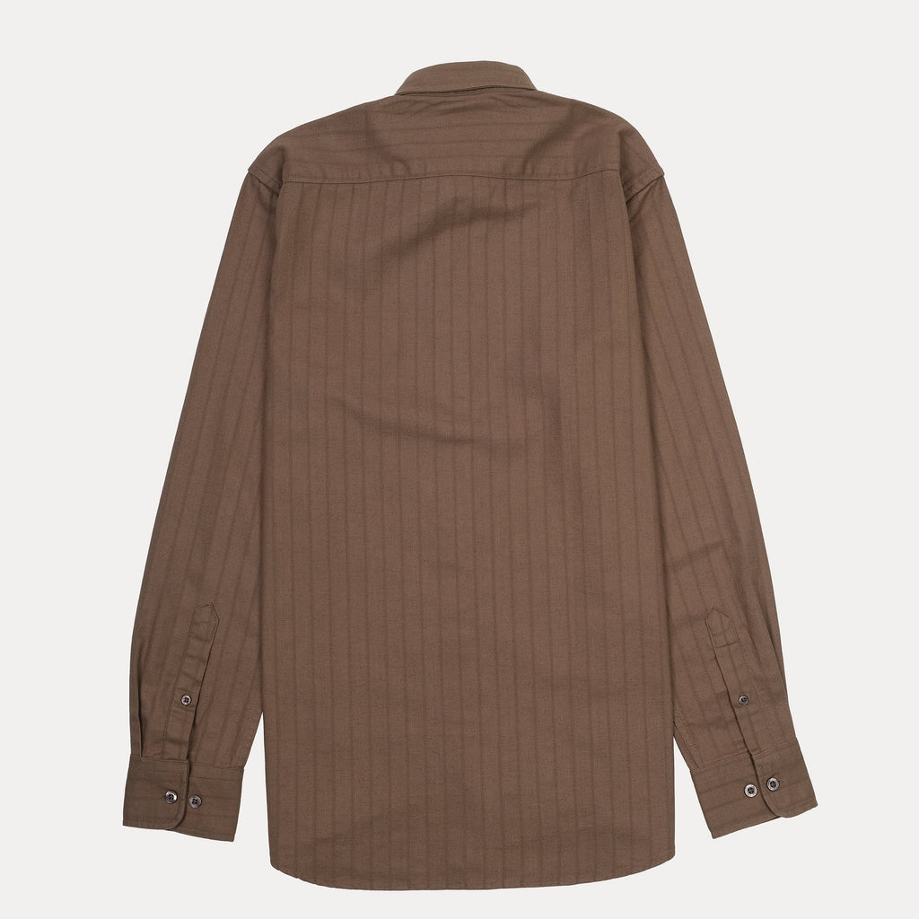 Lacoste Classic Fit Striped Button-Up Shirt in Brown
