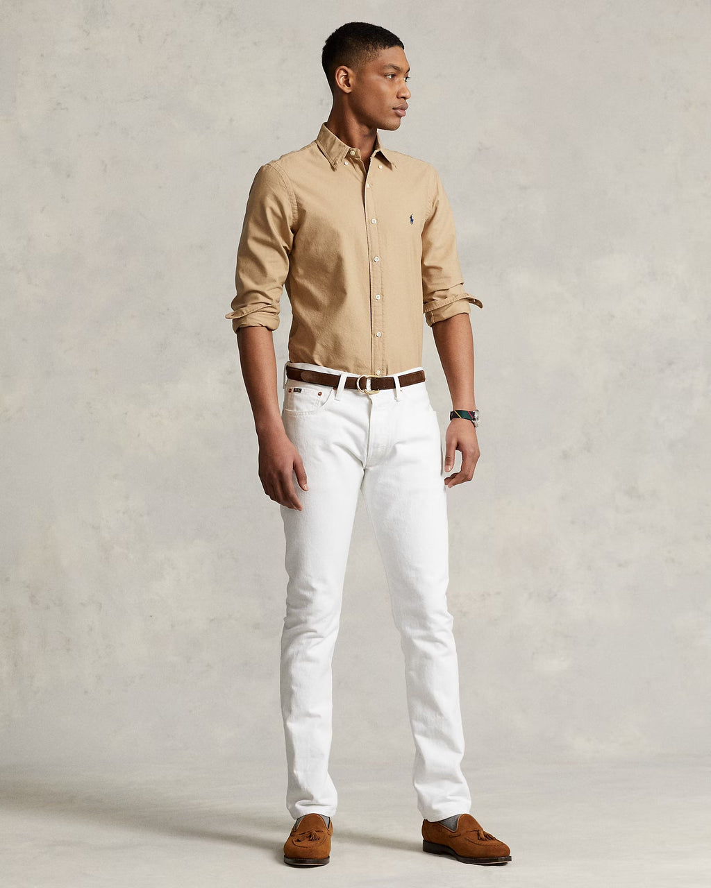 POLO Whispering Sand Classic Fit Long Sleeve Button-Up Shirt