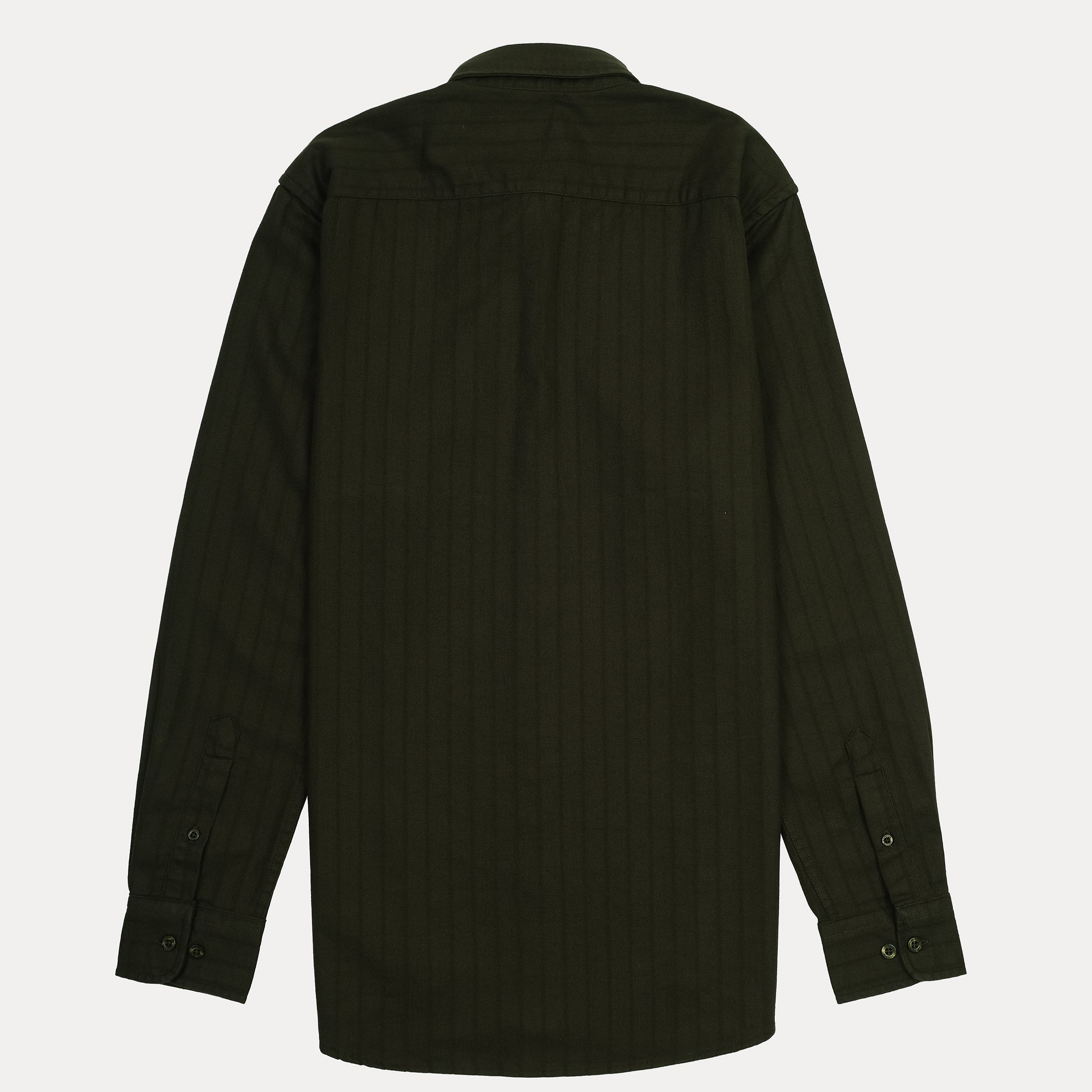 Lacoste Men's Long Sleeve Striped Button-Up Shirt in Olive Green