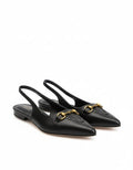 GUCCI Obsidian Shimmering Luxe Slingback Flats with Opulent Accents