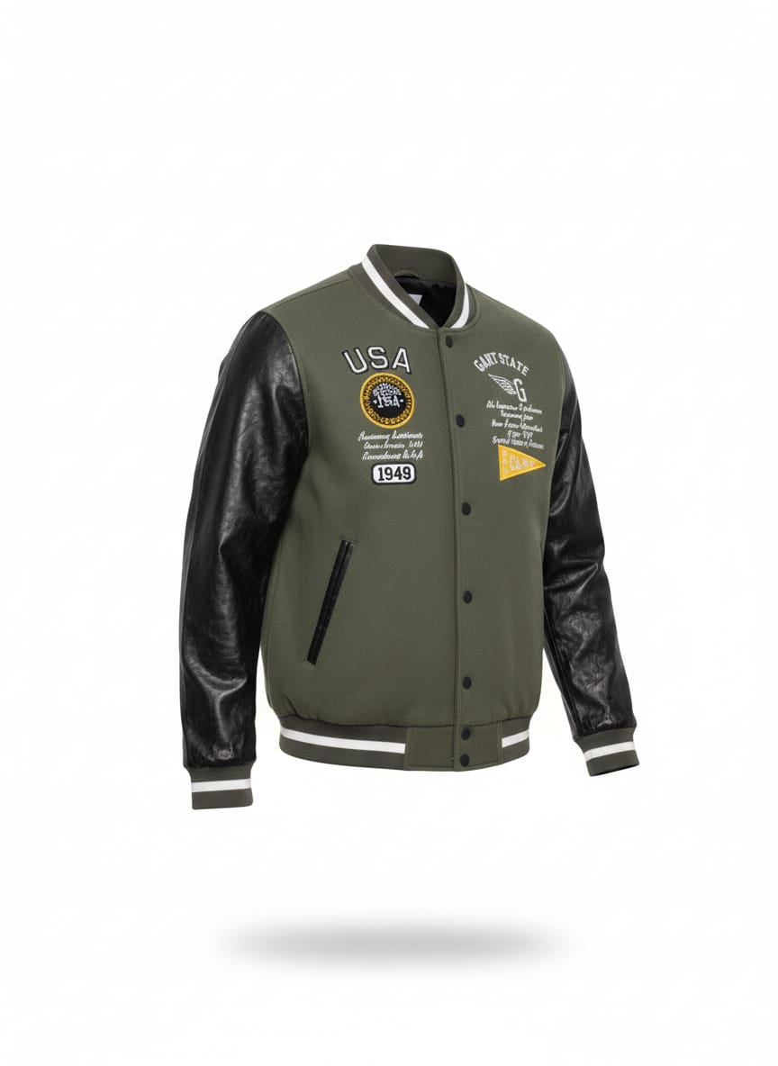 GANT Ultra Premium USA Varsity Jacket with Leather Sleeves