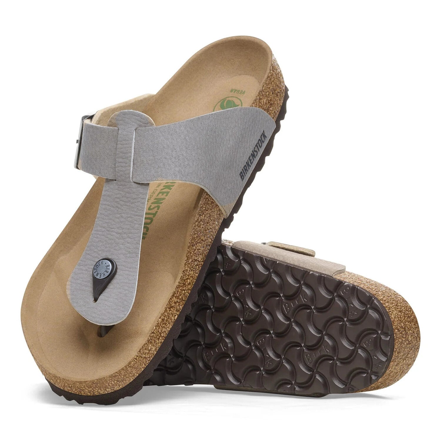 BIRKENSTOCK Tranquil Silver Classic Leather Gizeh Sandals