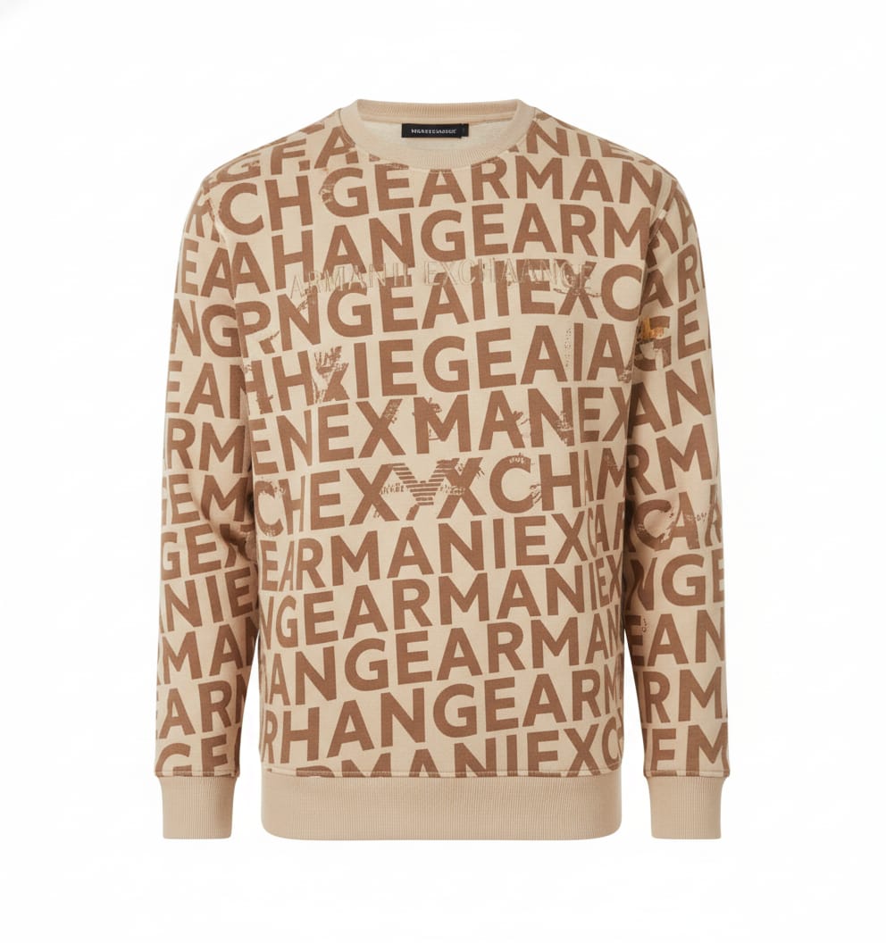 ARMANI EXCHANGE Caramel Whisper Statement Logo Crewneck Sweatshirt