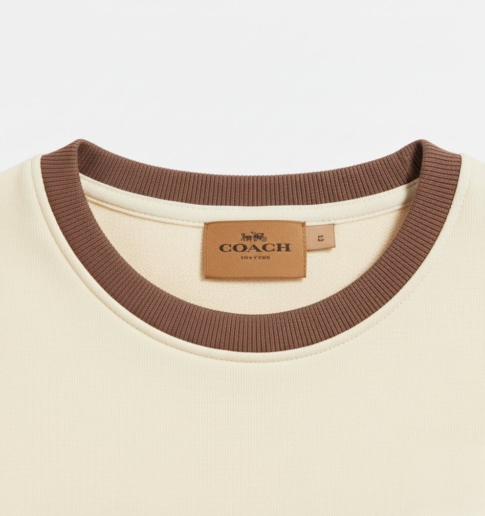 Coach Logo Heavy Quality Sweatshirt In Cream and Mocha - Premium Winter Collection