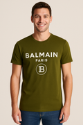 BALMAIN Enchanted Olive Classic Fit Short Sleeve Tee