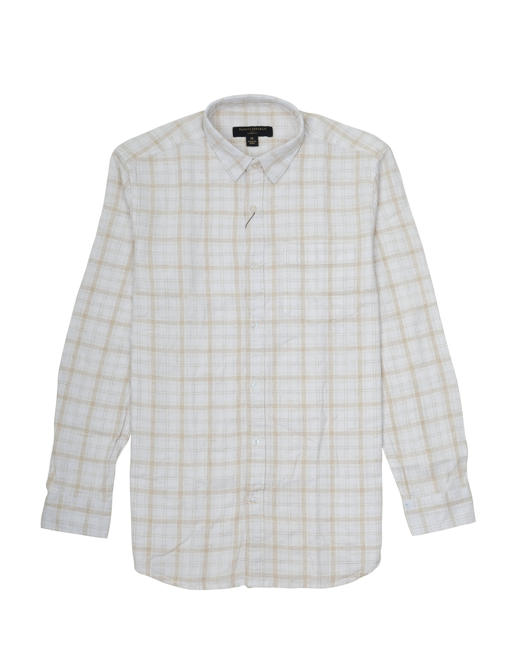 BANANA REPUBLIC Whispering Dune Classic Fit Long Sleeve Plaid Shirt