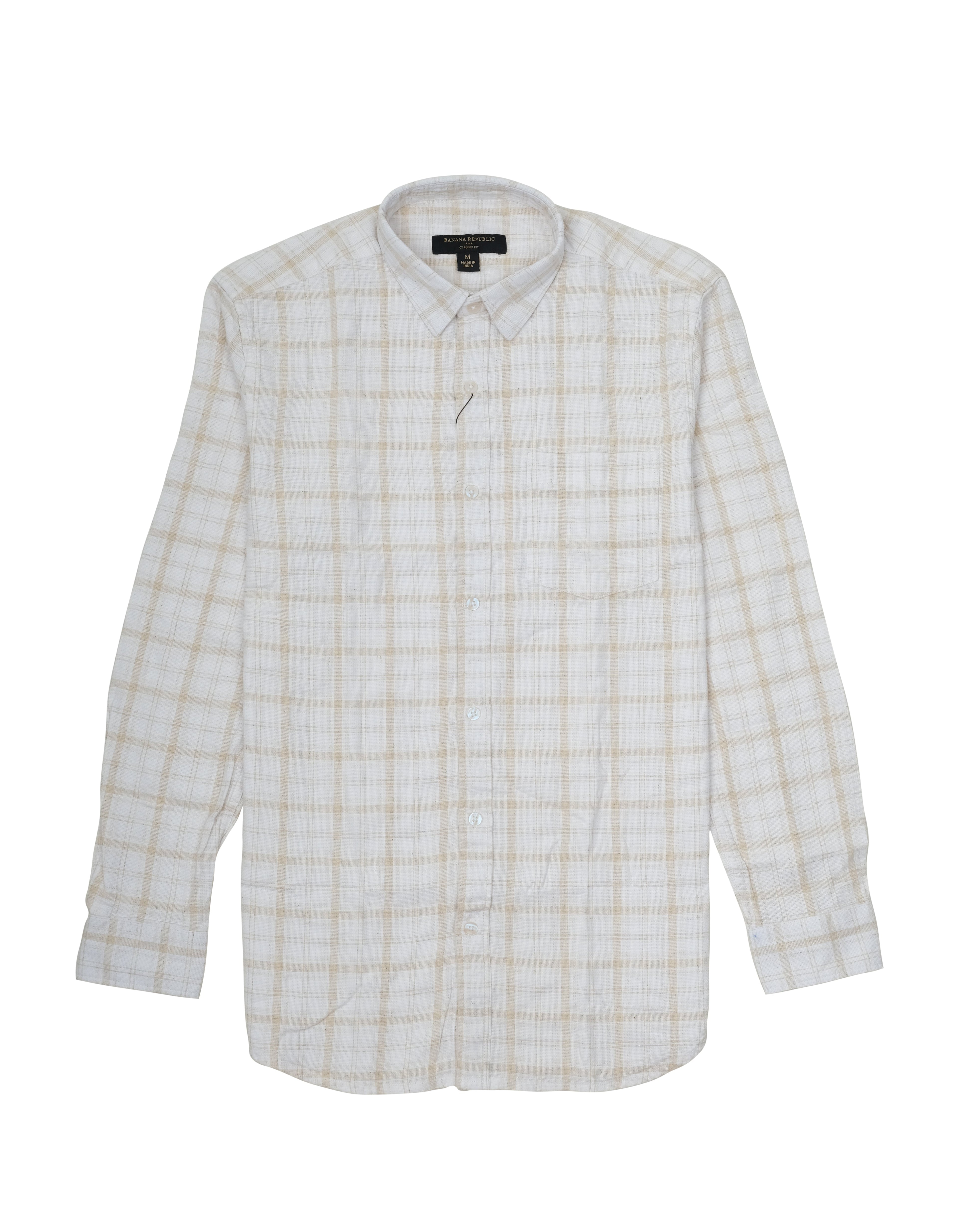 BANANA REPUBLIC Whispering Dune Classic Fit Long Sleeve Plaid Shirt
