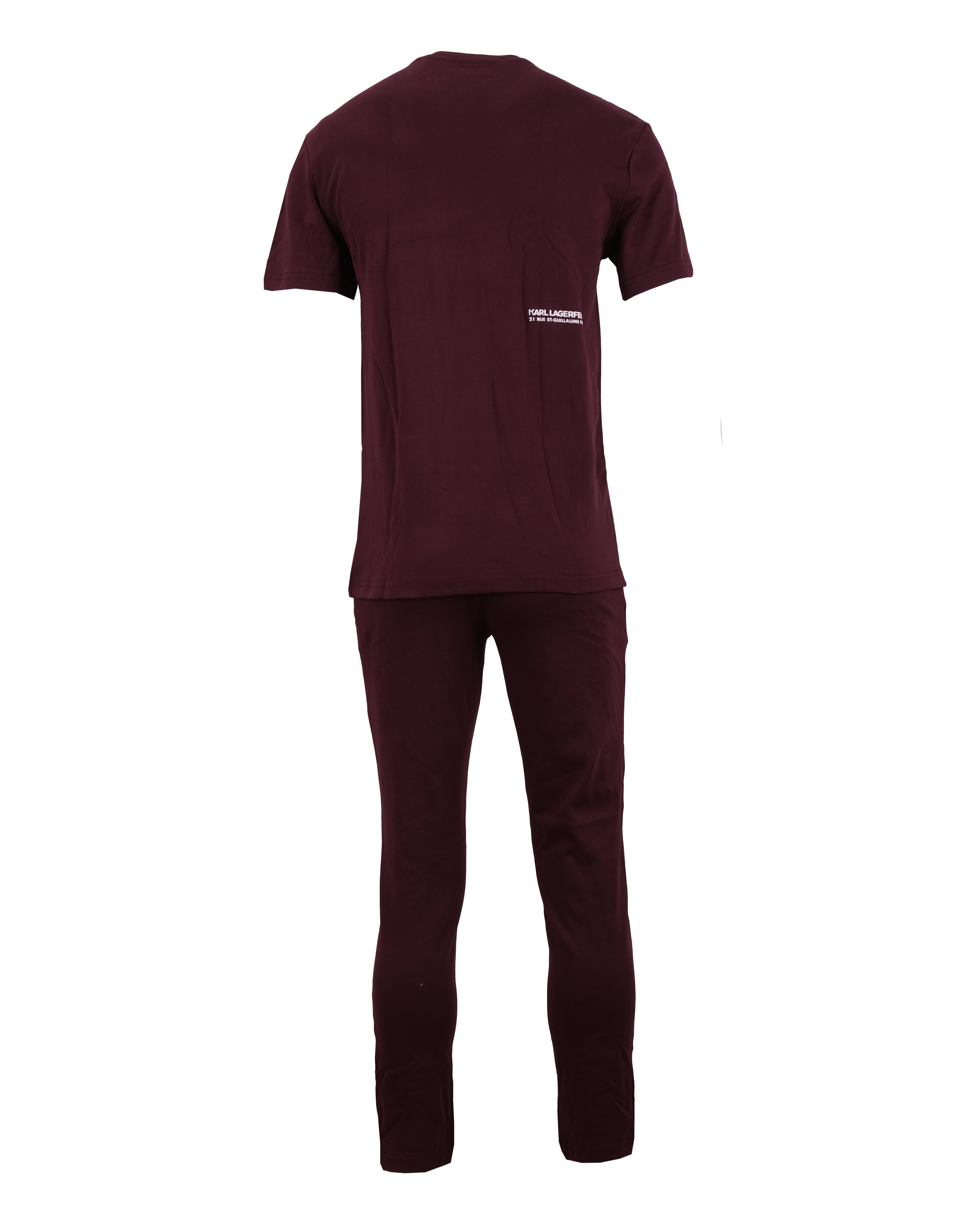 KARL LAGERFELD Crimson Velvet Signature Logo Print Crewneck Tee