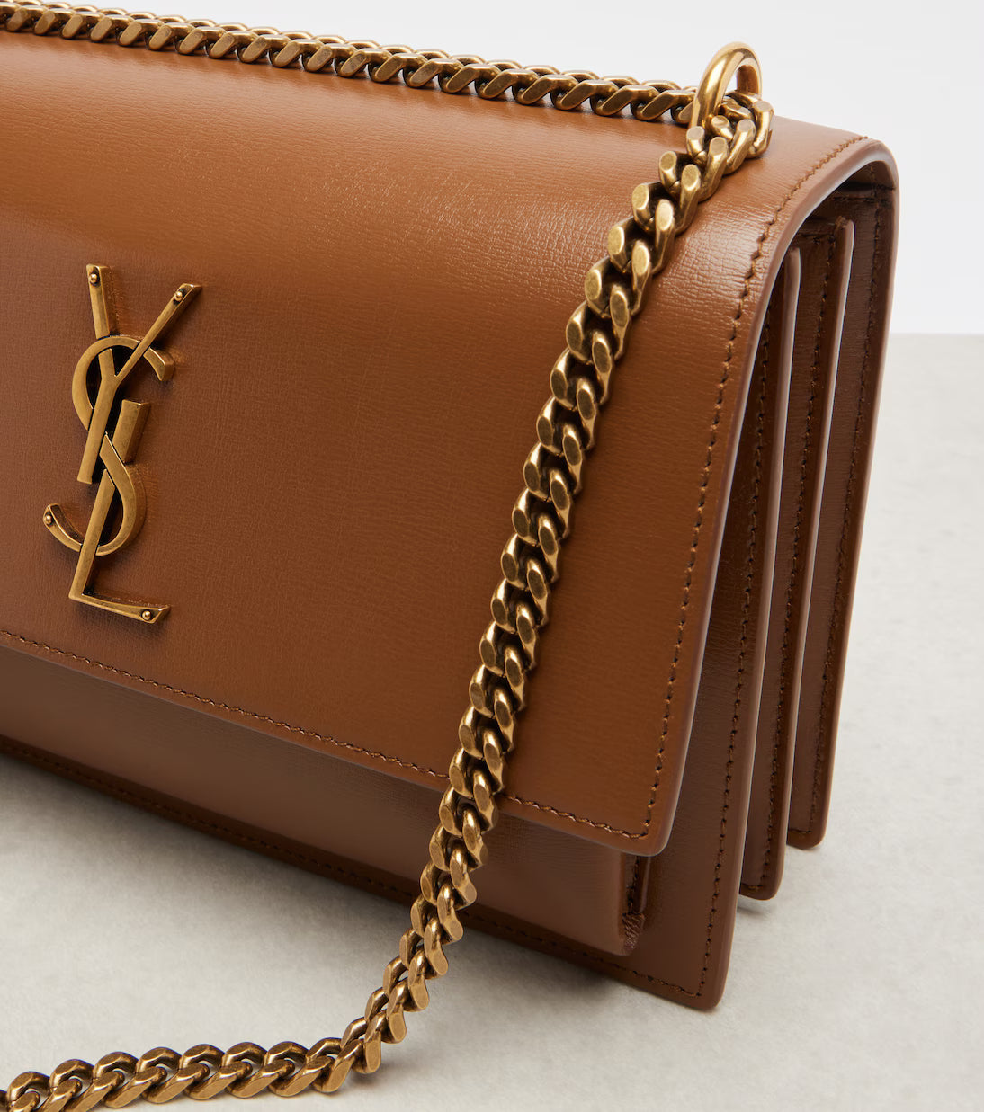 YSL Sunkissed Toffee Luxe Chain-Detail Crossbody Bag