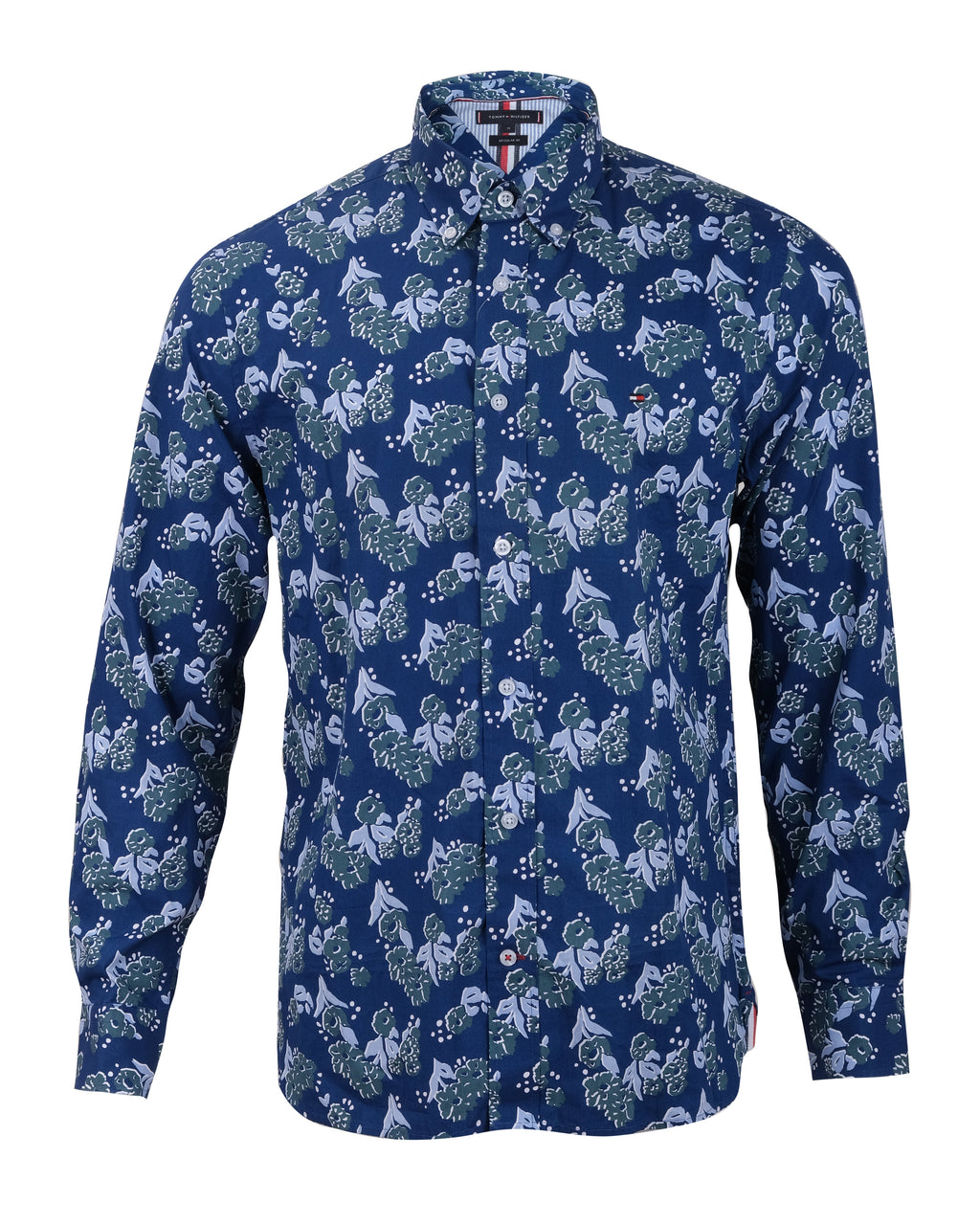 TOMMY HILFIGER Deep Sea Floral Slim Fit Long Sleeve Cotton Shirt