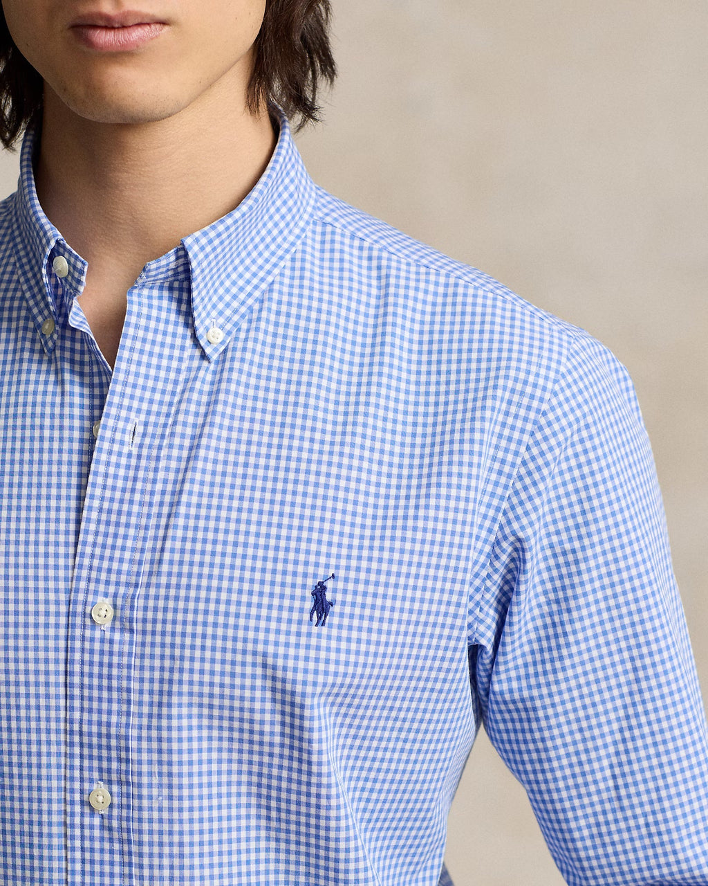 POLO RALPH LAUREN Serene Azure Timeless Fit Long Sleeve Gingham Shirt