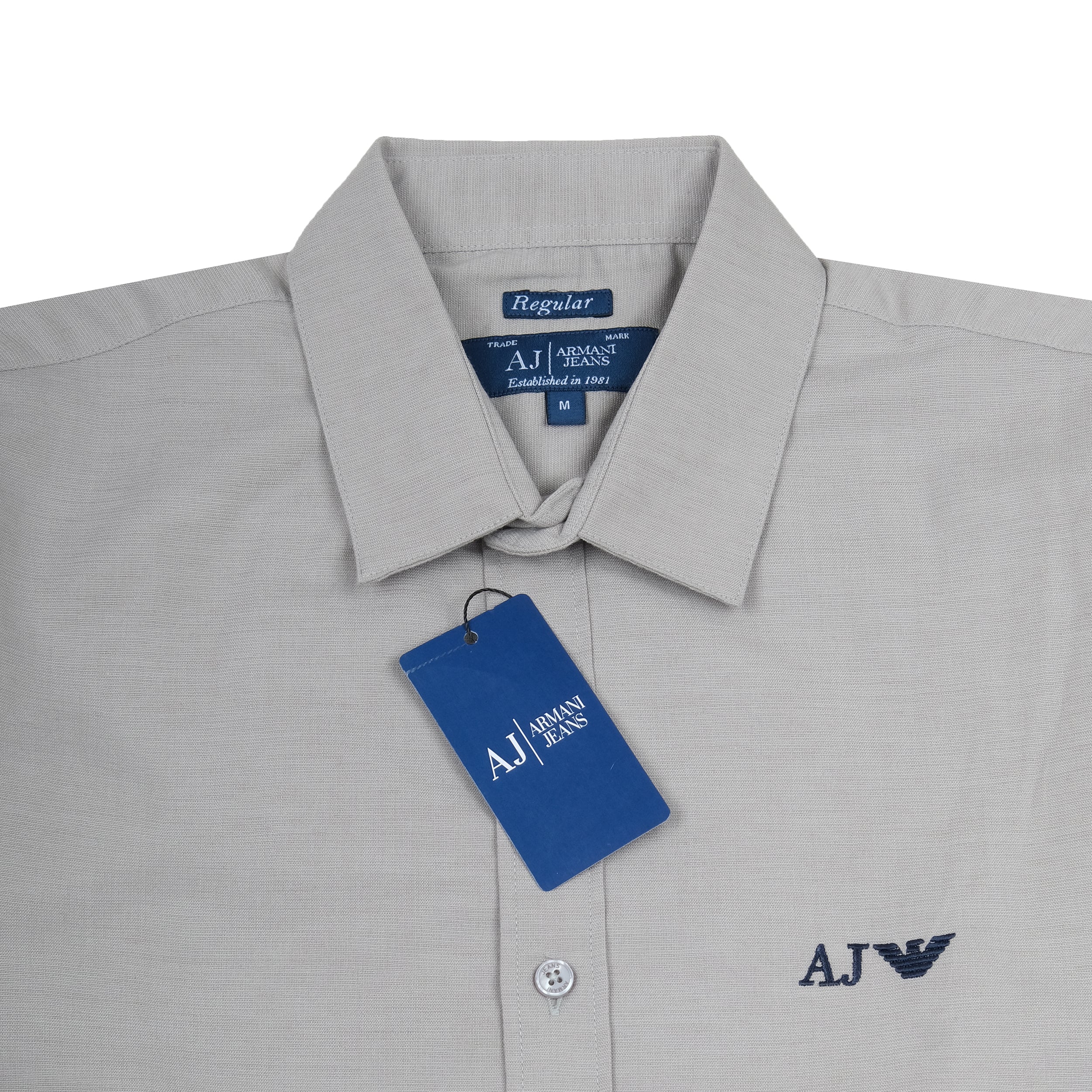 AJ Silver Mist Classic Fit Long Sleeve Button-Up Shirt